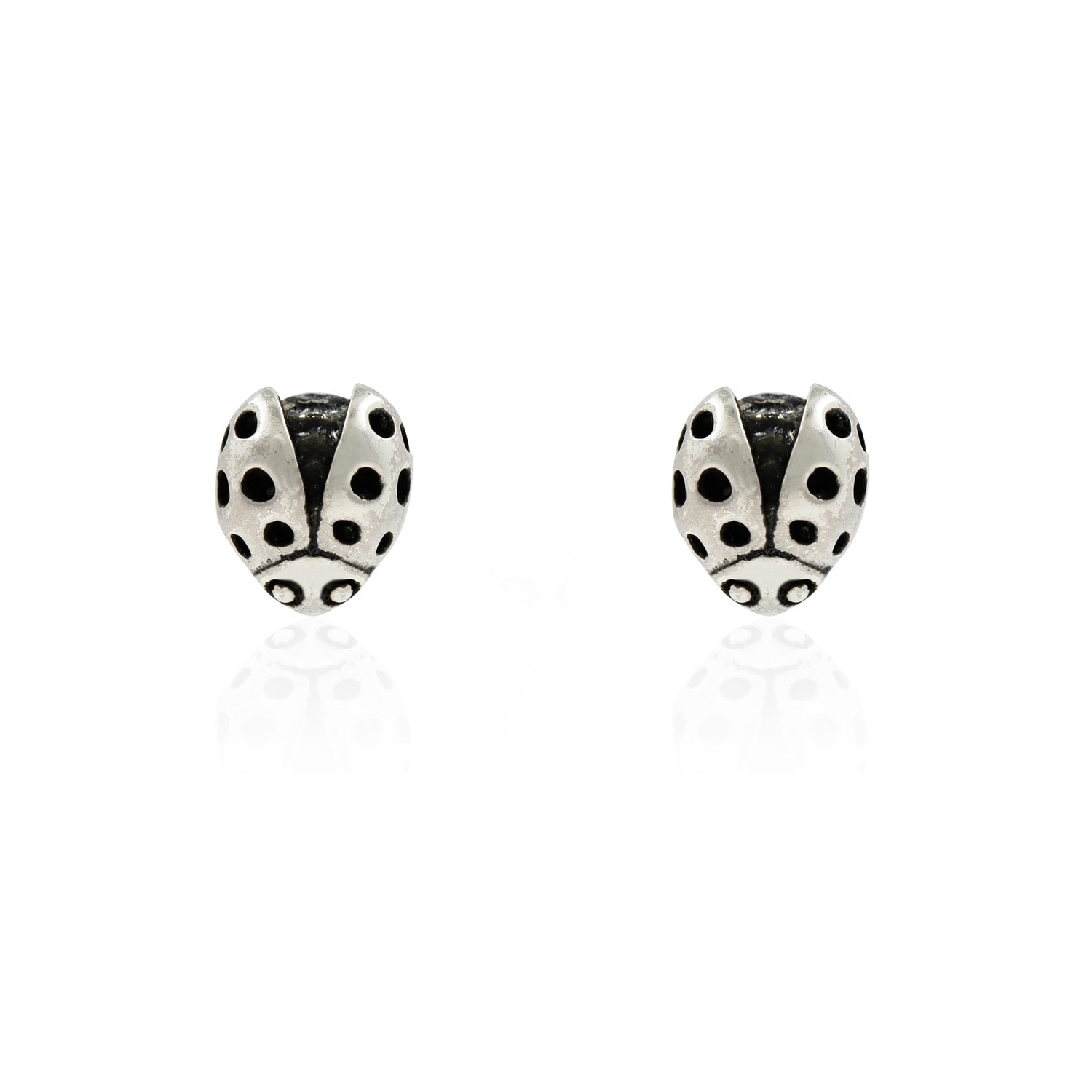 Ladybird Earrings - Silver - Wings Open Lee Renee