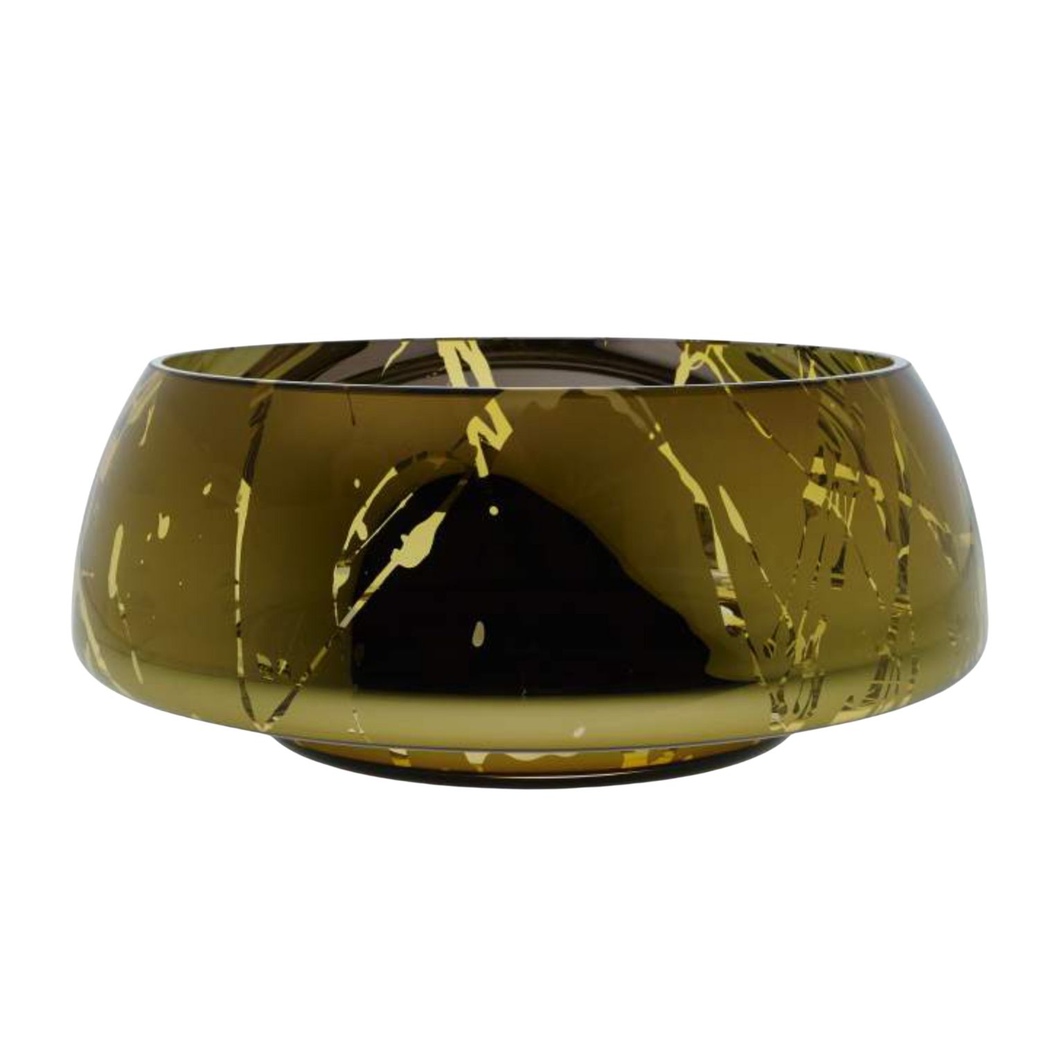 An&angel Gold Deco Jazz Splashed Amber Bowl In Gold