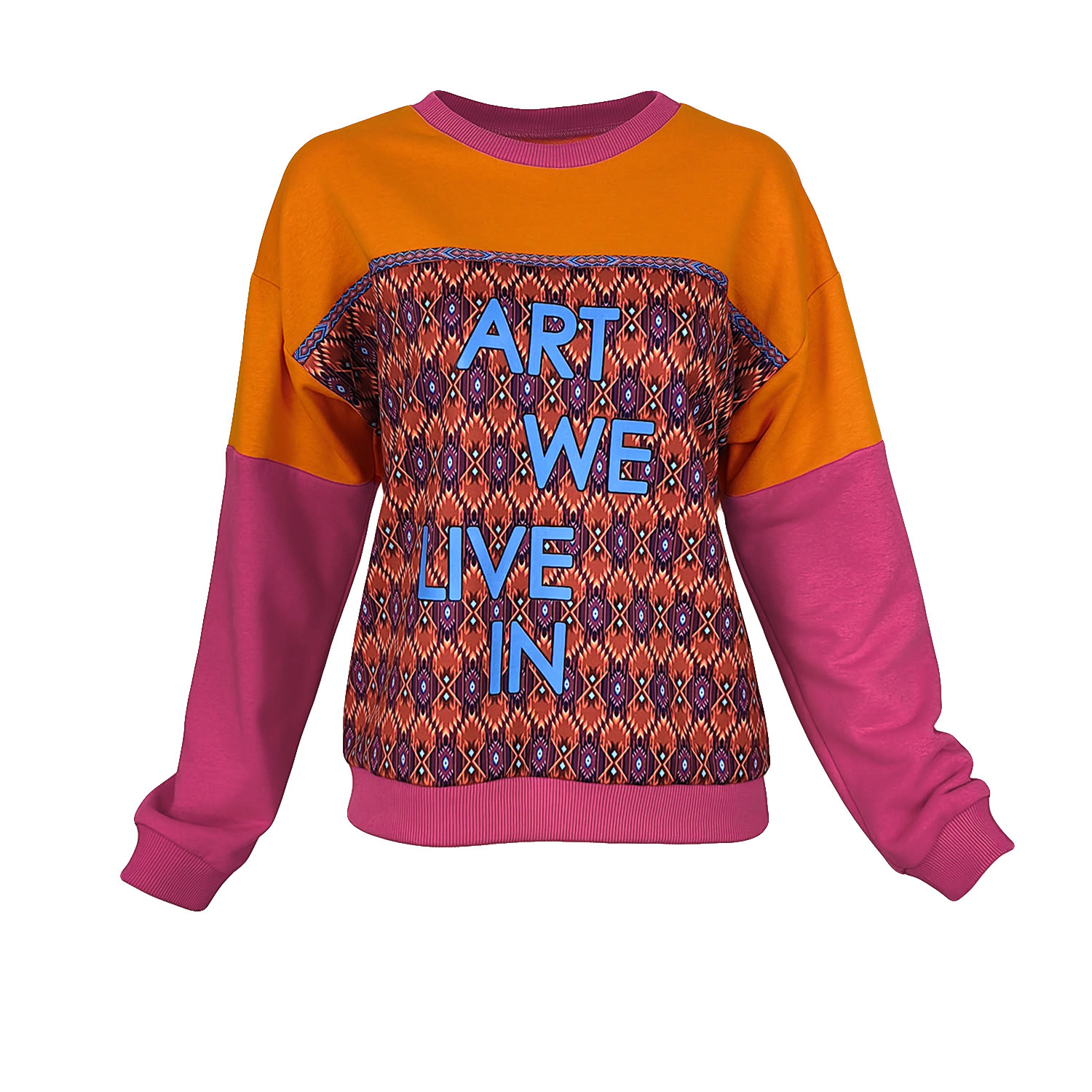Lalipop Design Women's Geometric Pattern & Color Block Sweatshirt With Digital Logo Print In Multi