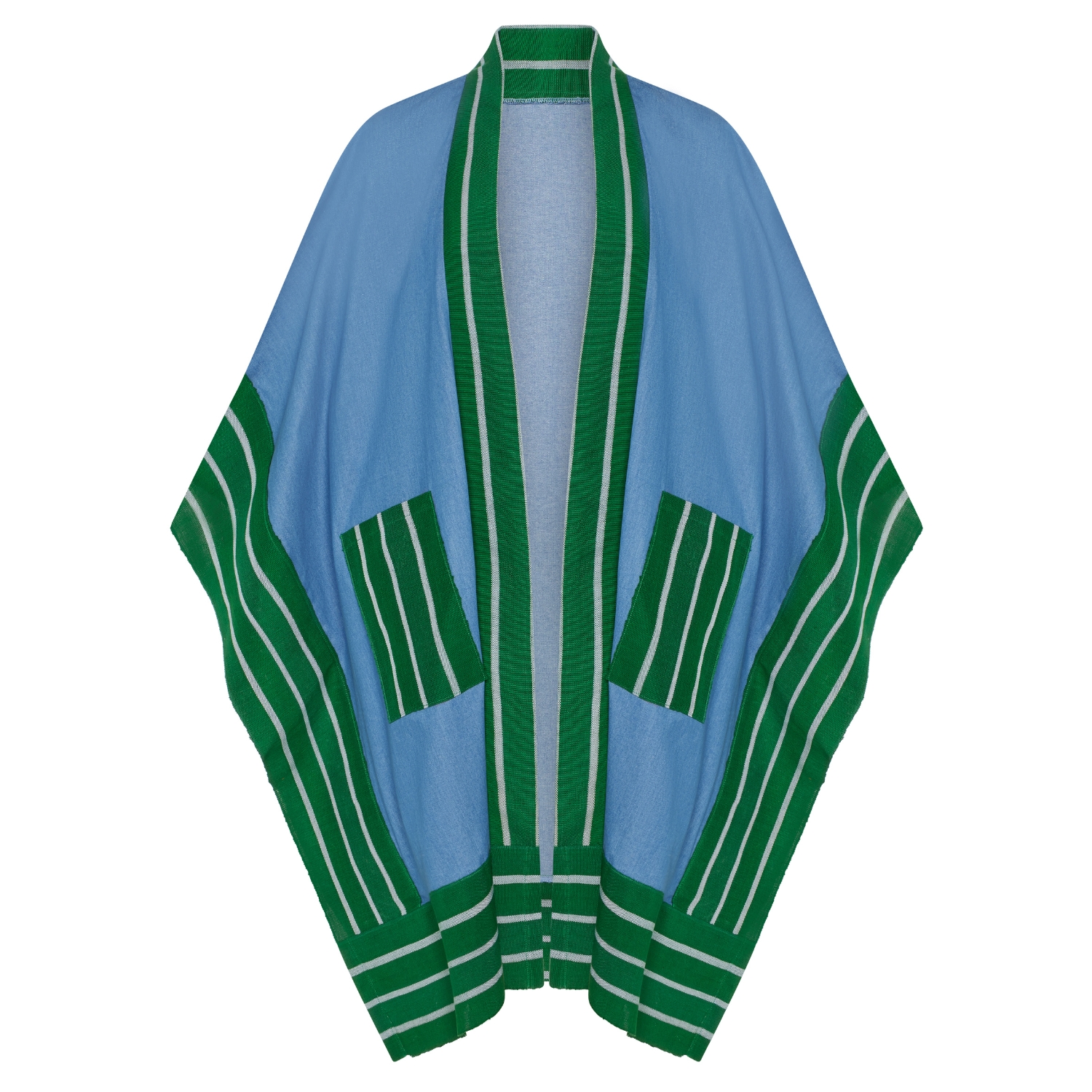 Denim Kimono Aso-Oke - Green & White | Tote London | Wolf & Badger