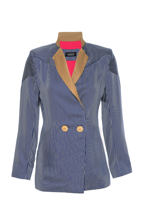 Women's Blue Cyprus Pinstriped Slinky Jacket | Small | Lahive