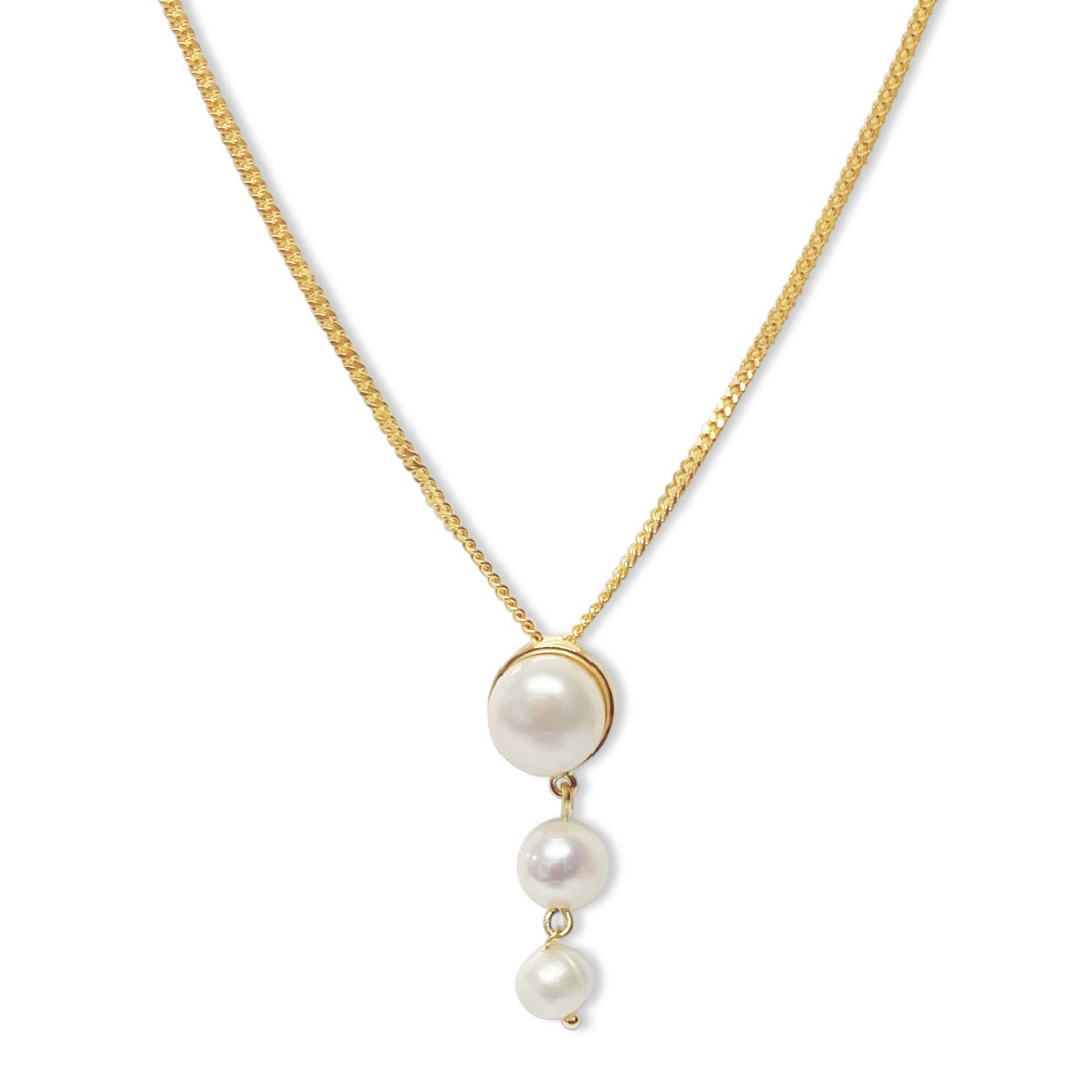 Women’s Silver Perle Yellow Gold Pearl Pendant Necklace Fv Jewellery