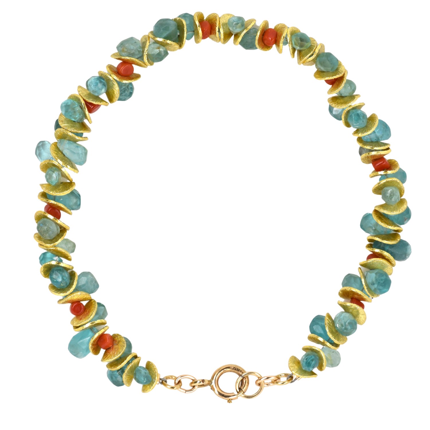 Women’s Blue / Yellow / Orange Aqua Apatite & Coral Gold Signature Bracelet Lori Kaplan Jewelry Design