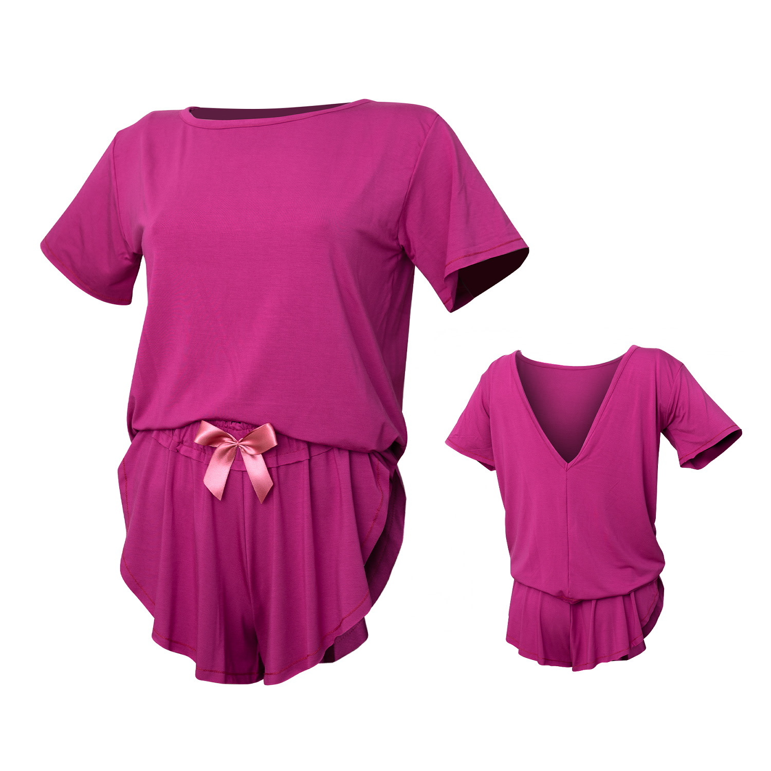 Women’s Pink / Purple Loose T-Shirt & Butterfly Shorts - Baby Doll Pink Medium Loreen Label