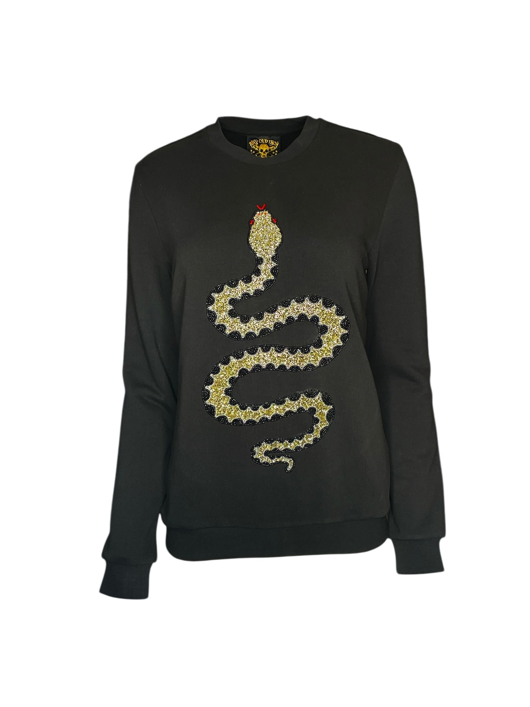 Any Old Iron Women's Black / Gold Beaded Multicolor Snake Black Sweatshirt In Black/gold