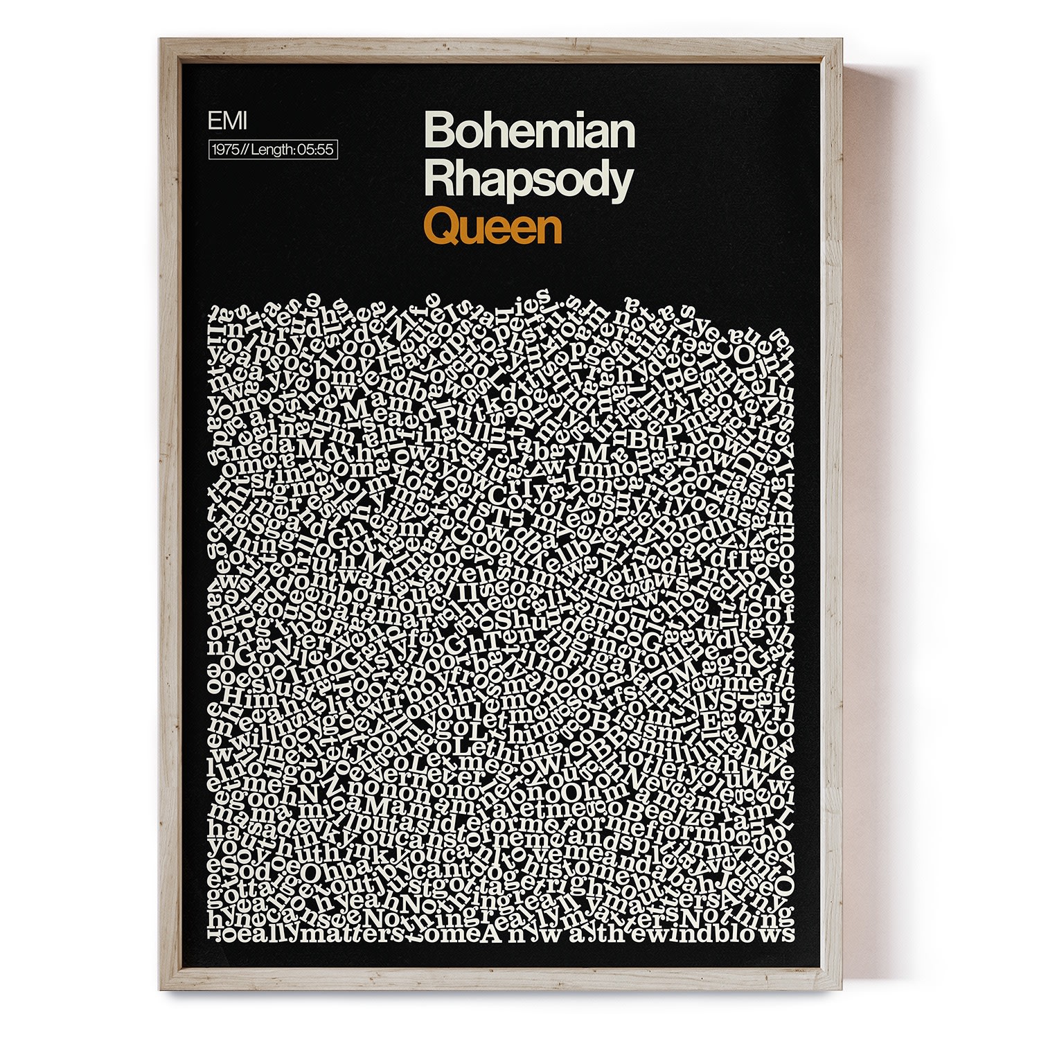 Bohemian Rhapsody - Song Lyric Print A1 594 X 841Mm Reign & Hail