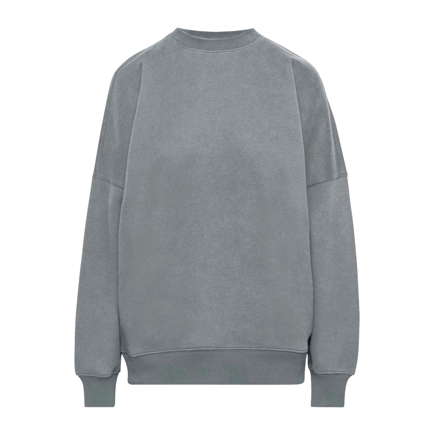 Earth Body Women's Grey Pemi Oversized Fleece Shear-body Pullover With Pockets In Moon In Grey