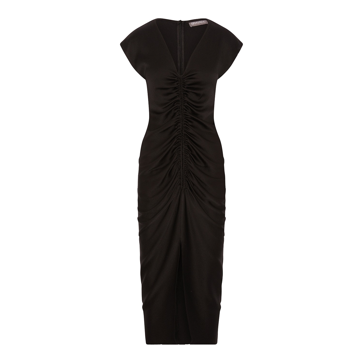 Rudi Hammered Silk Ruched Dress - Black, The Summer Edit