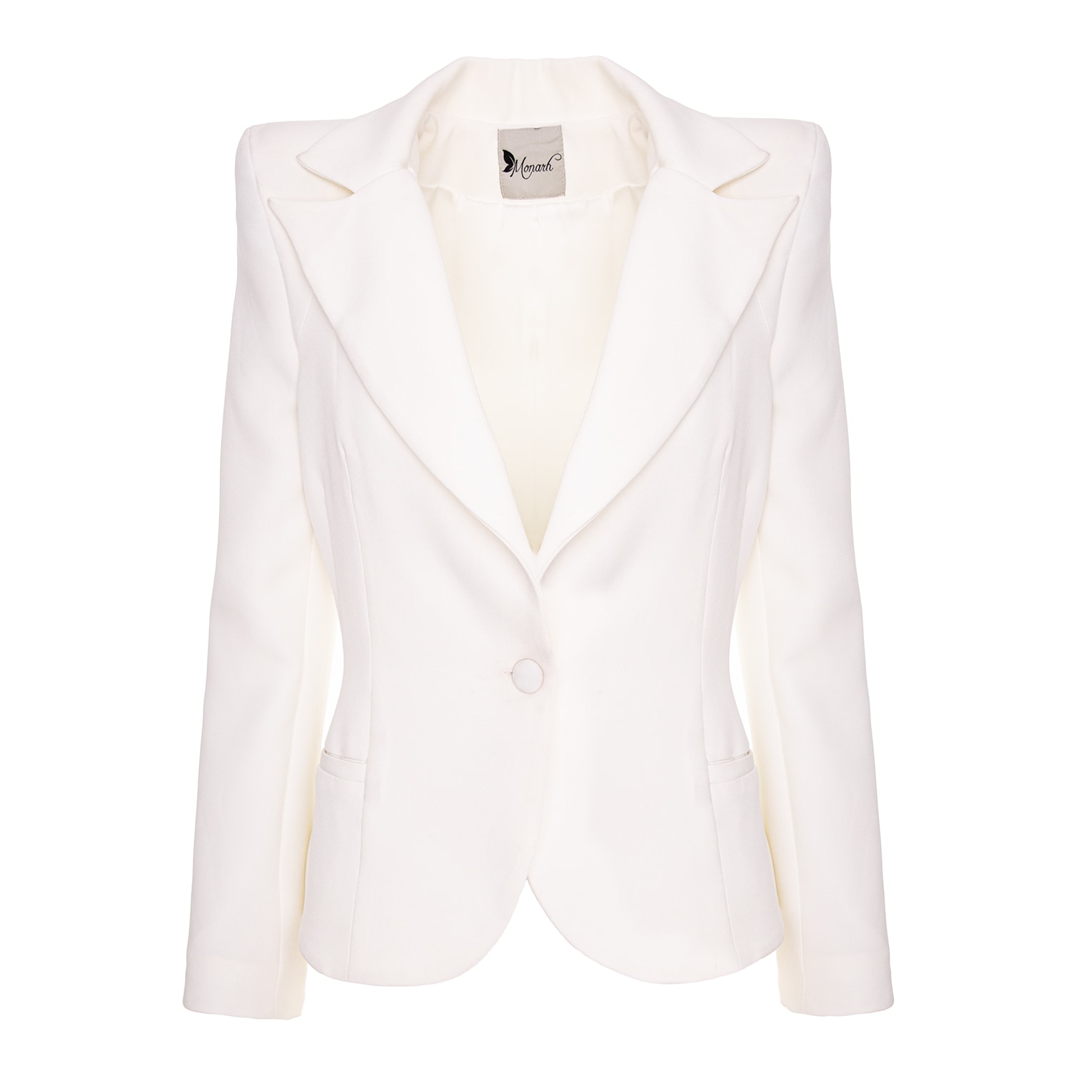 Women’s Black / White Blazer With Shoulder Pads Medium Monarh