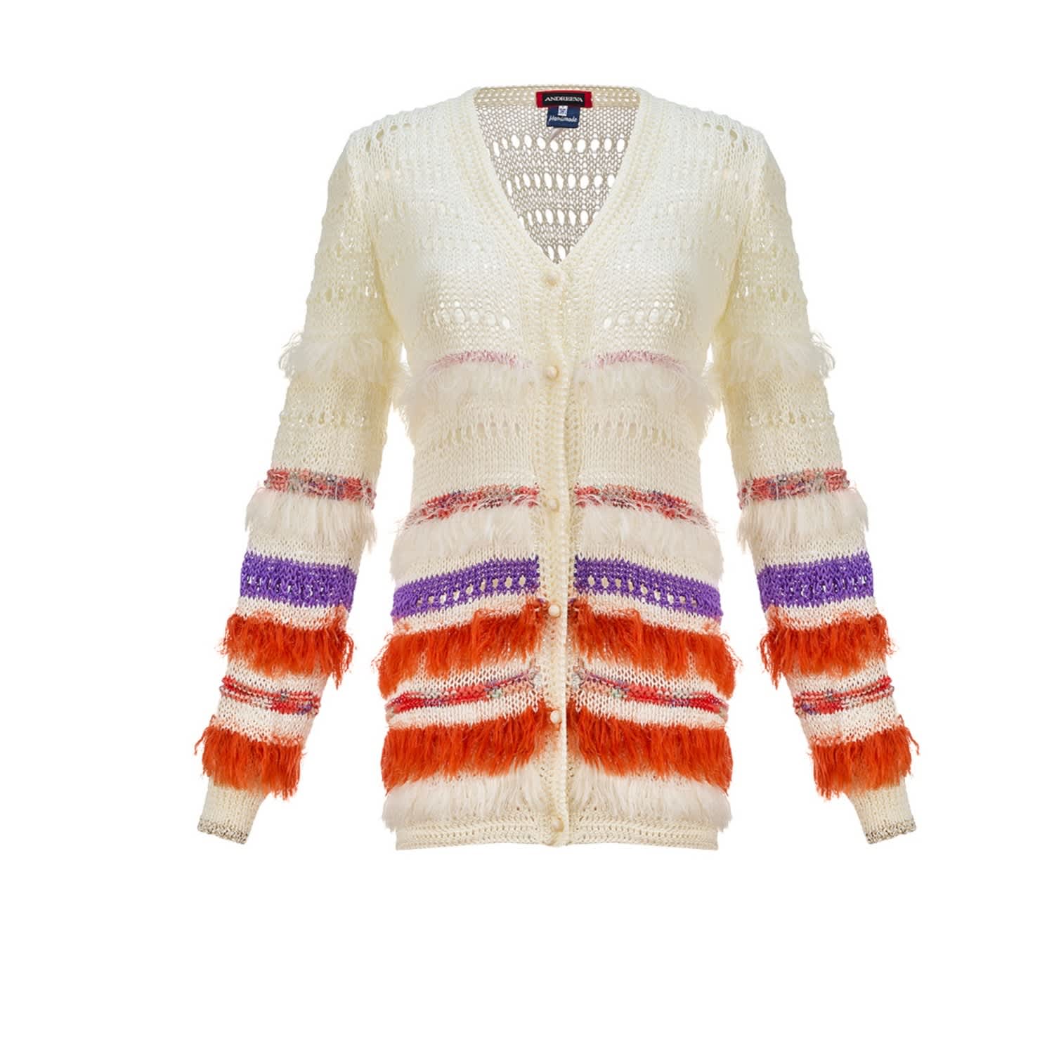 white cardigan with pearls