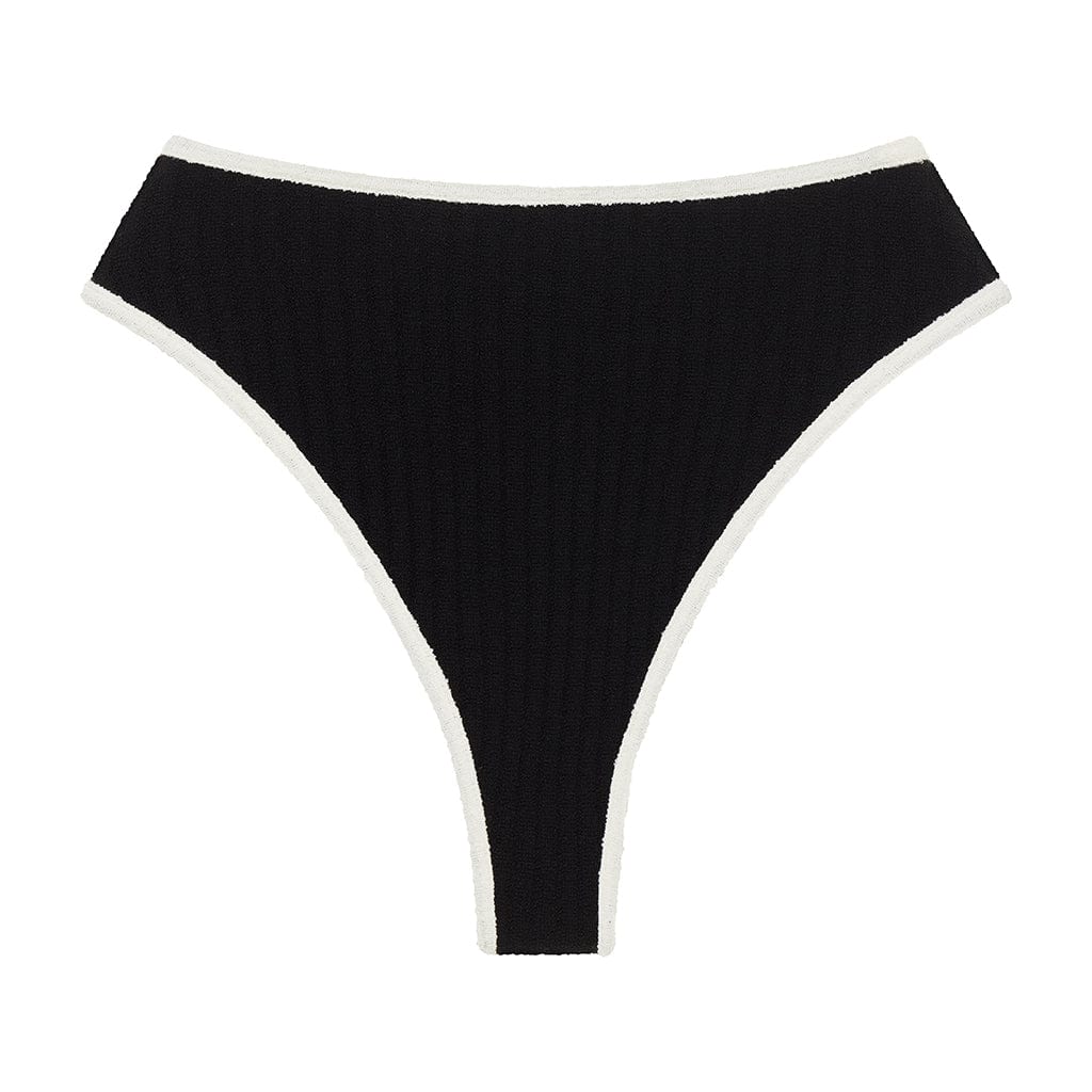 Montce Women's Black / White Black Cream Binded Terry Rib Paula Bikini Bottom In Black/white