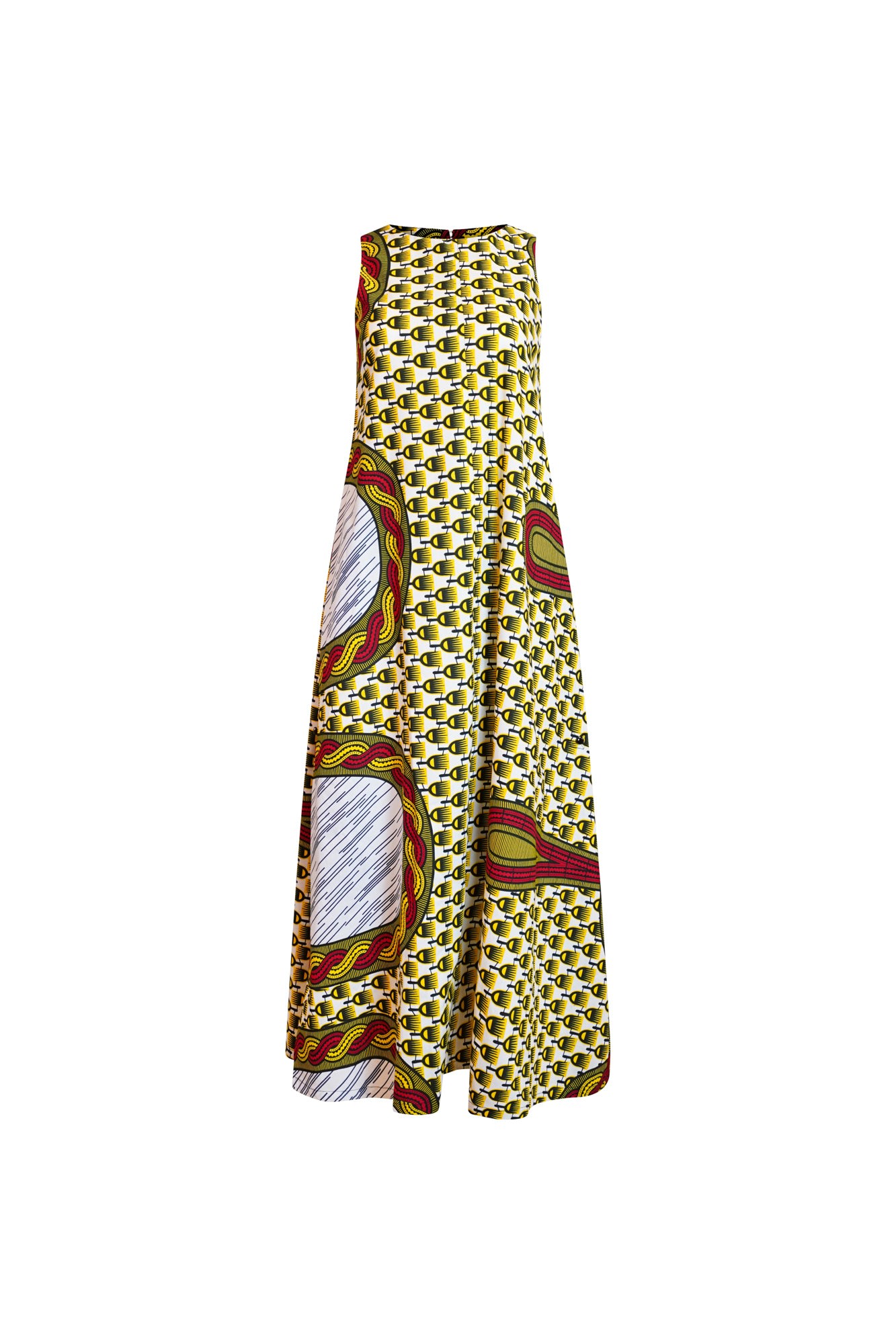Oliveankara Women's White / Yellow / Orange Esosa Maxi Dress - Rituals White Red & Yellow African Ankara Wax Cot