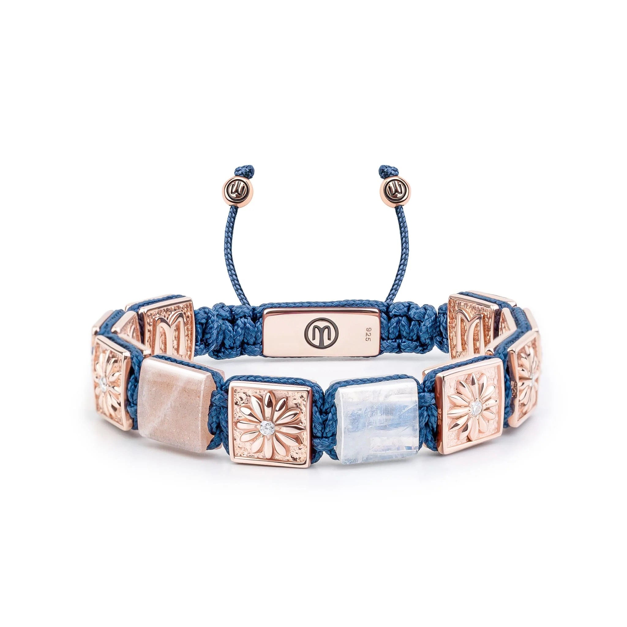 Mahigan Women's White / Rose Gold / Blue Flat-bead Bracelet The Blue Rose