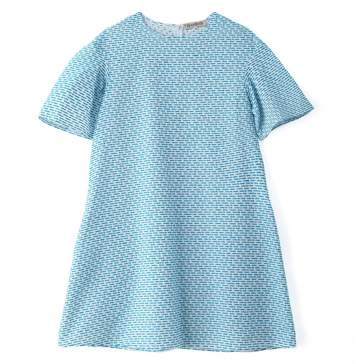 Framboise Women's Summer Rain Mini White Blue Cotton Dress In White