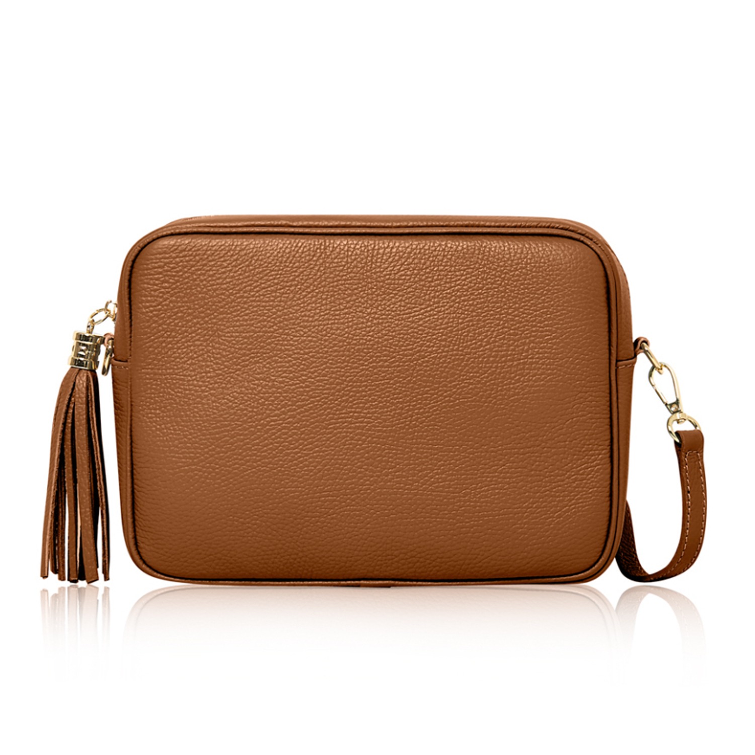 Modena Large Crossbody Tassel Bag In Tan Betsy Floss Wolf