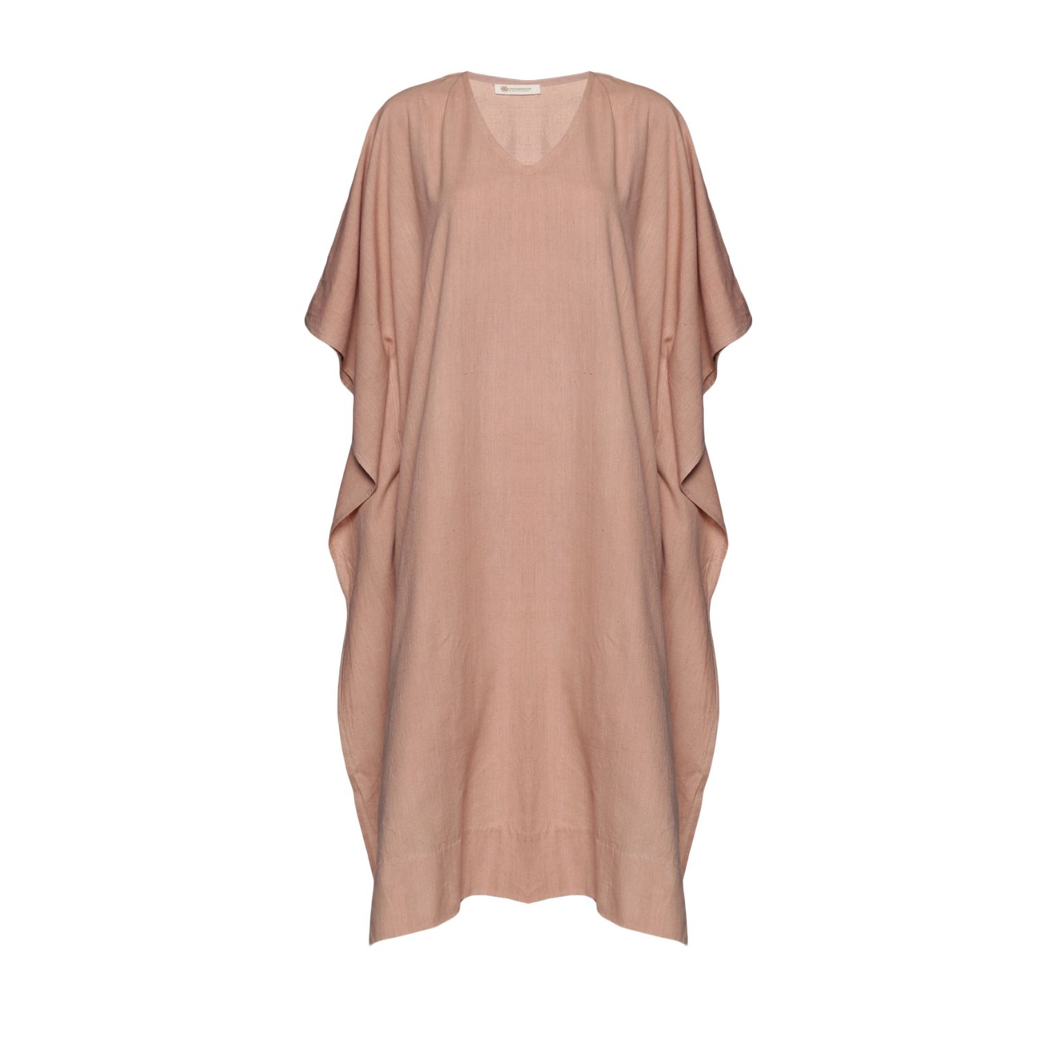 Women’s Neutrals / Rose Gold Handwoven Cotton Earthy Peach Kaftan Dress One Size Heritagemoda