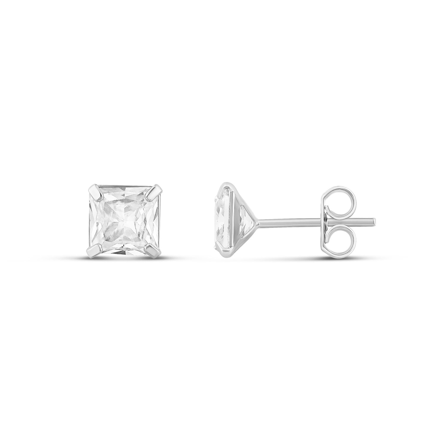 Women's Square Prong-Set Mini Studs - Silver | Shymi