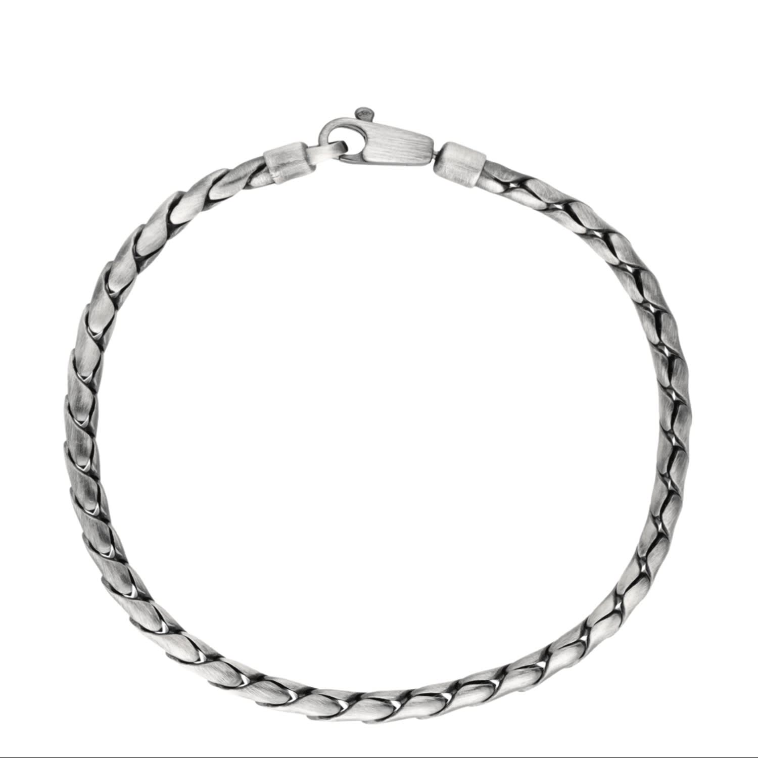 Altar™ Ornaments Co. Men's Grey Arc Bracelet| Sterling Silver Gun-metal Chain Bracelet - Altar™ In Gray