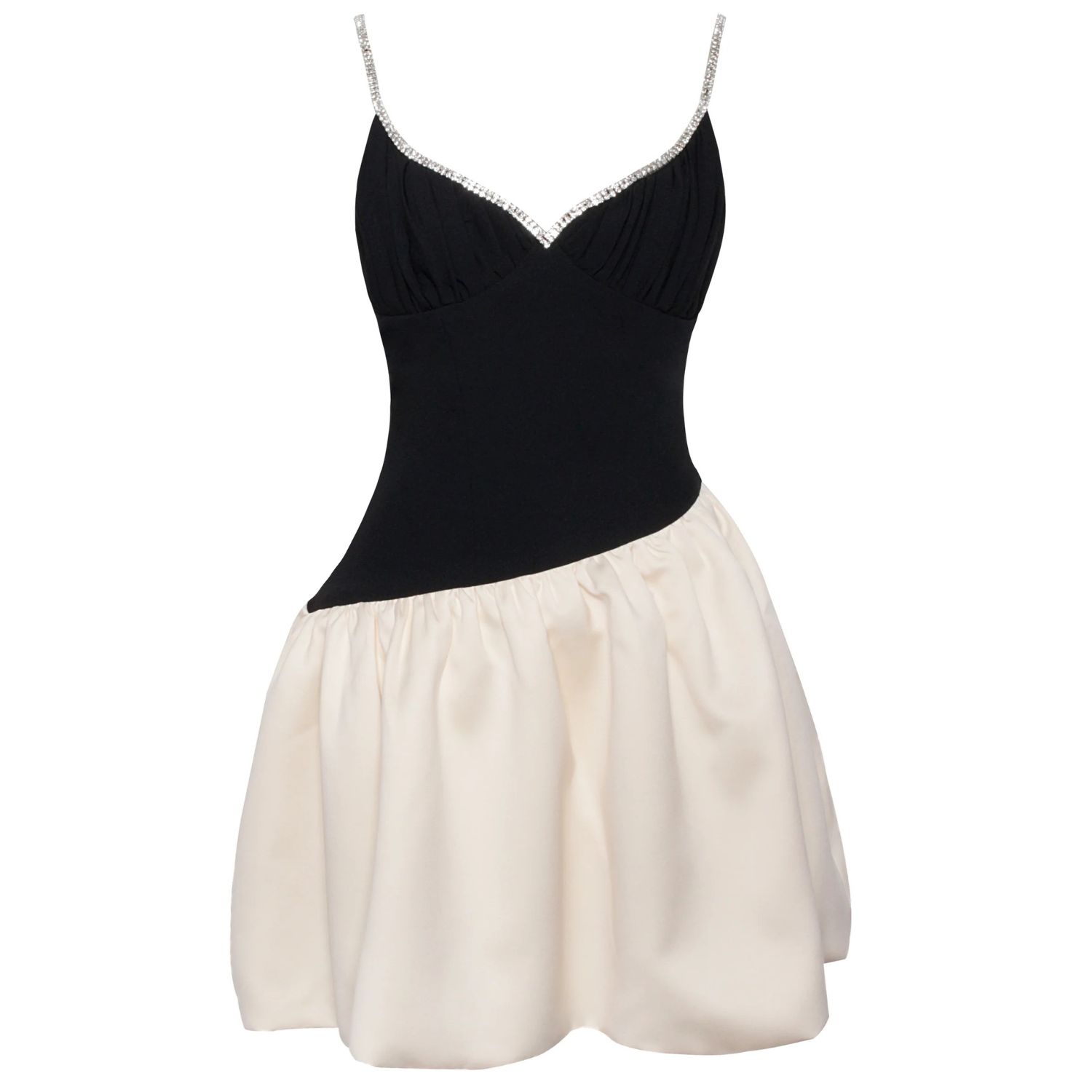 Miss Circle New York Women's Neutrals / Black Blair Crystal Trim Drop Waist Mini Dress