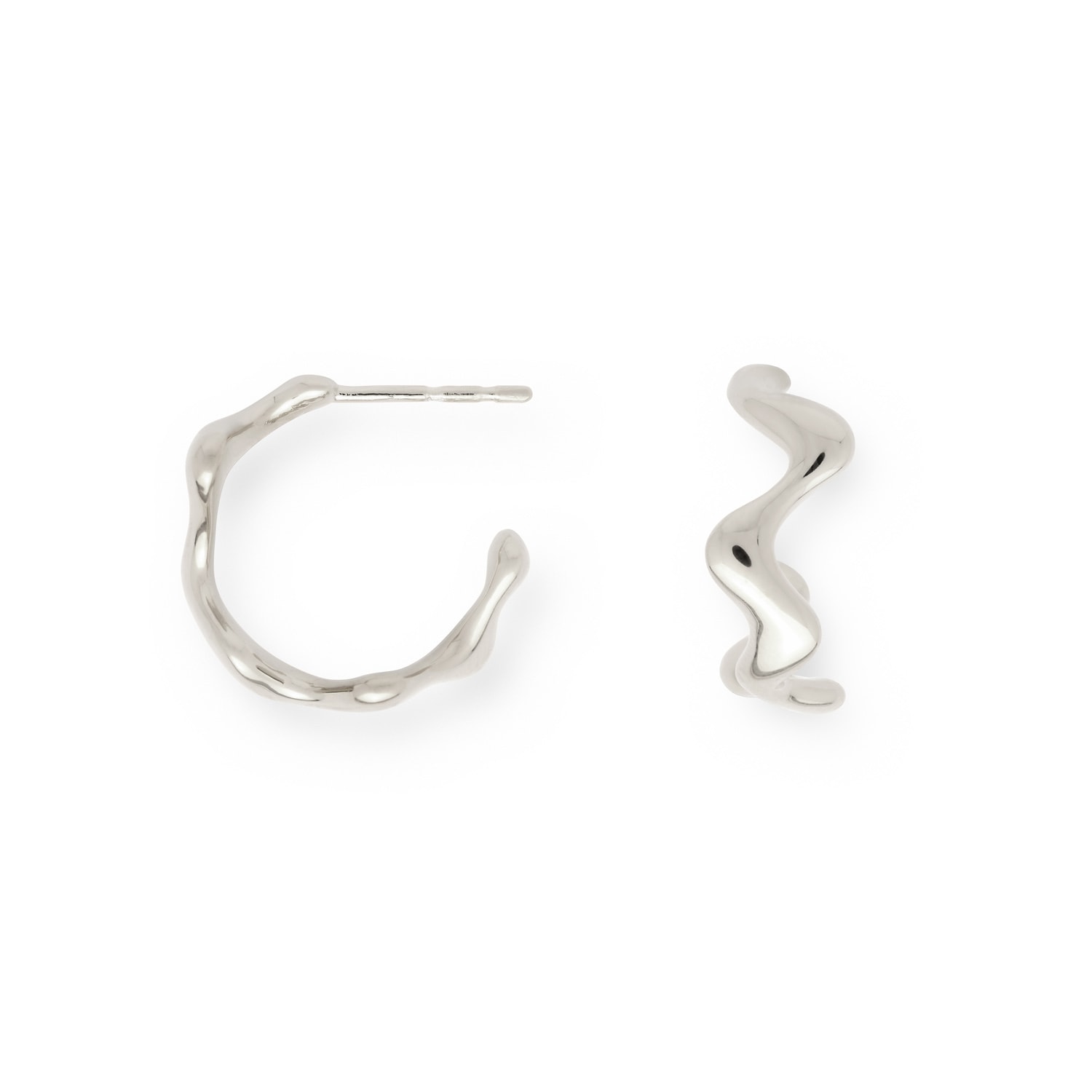 Women’s Poise Wave Hoop Earrings - Sterling Silver Veyia Berlin