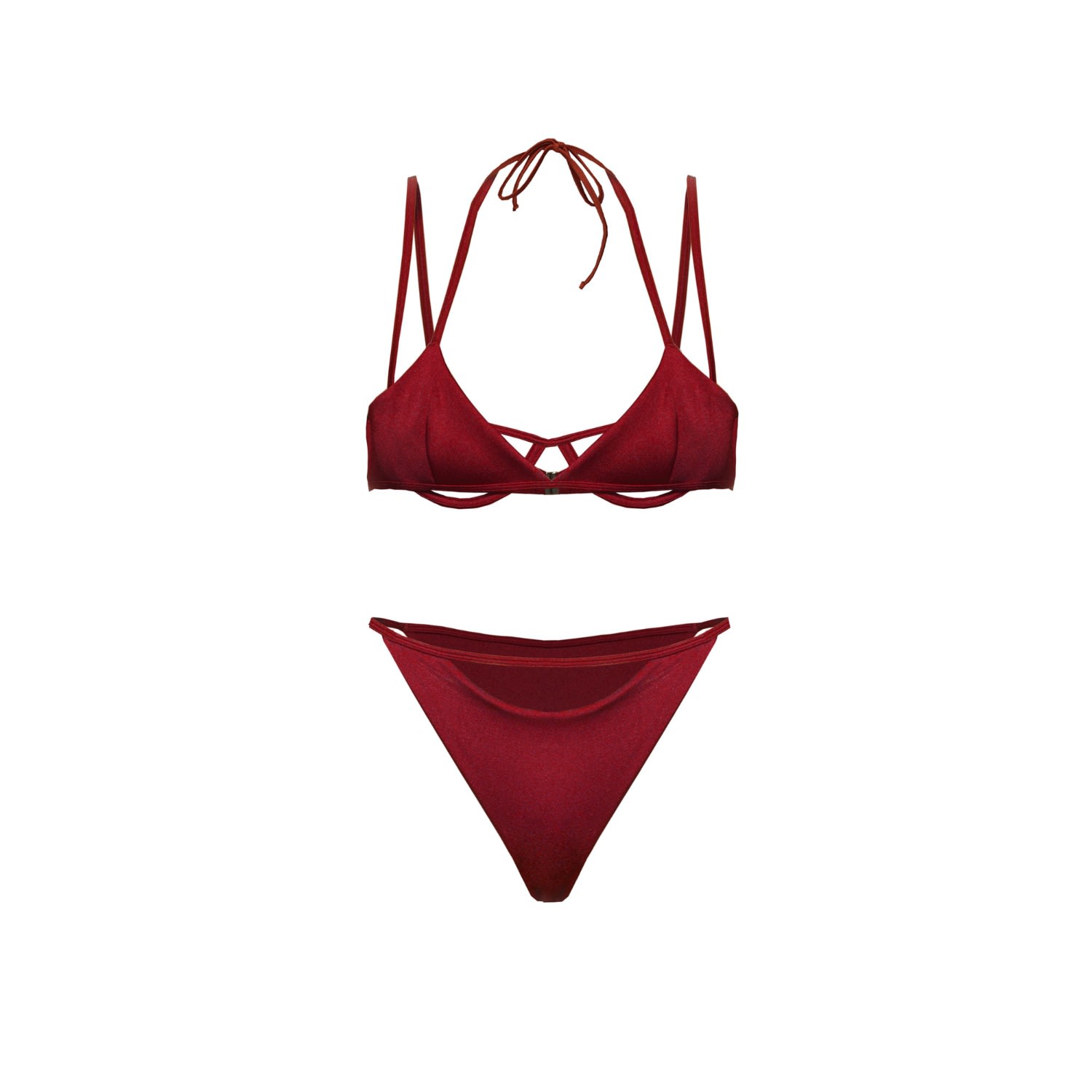 Women’s Dona Double Layer Underwire Maroon Bikini Large Seliarichwood