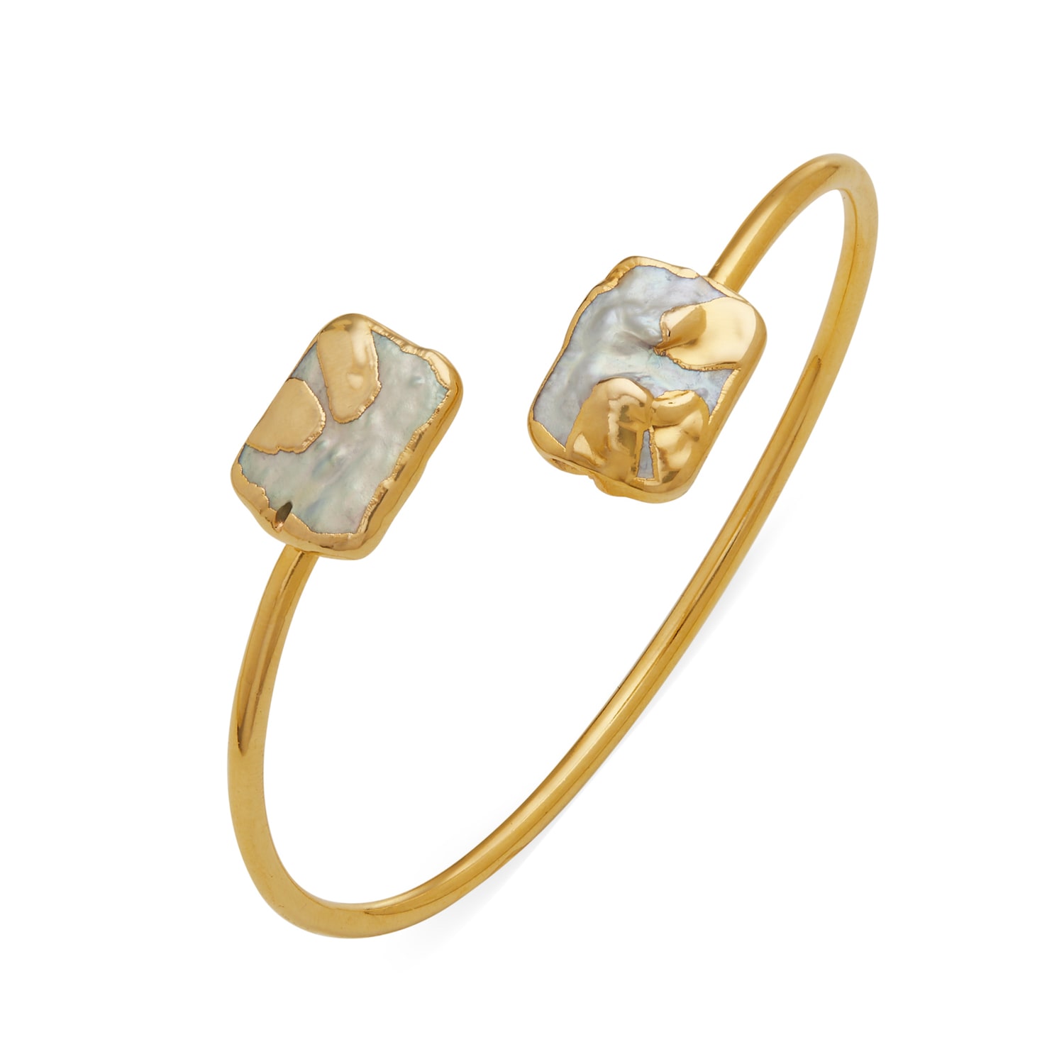 Dhwani Bansal Women's Gold / White Adjustable Gold Lune Bracelet With Baroque Pearls