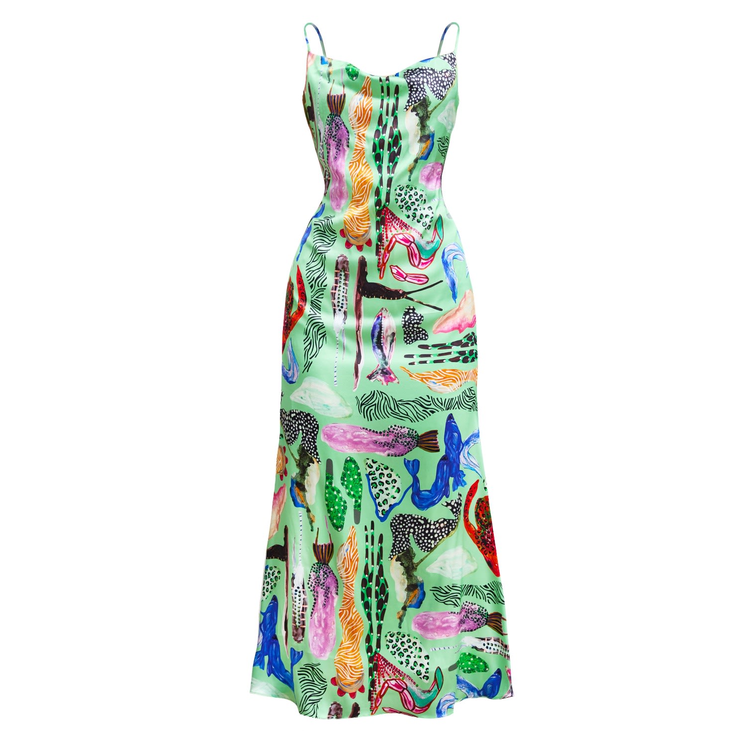 Women’s Paulin Silk Dress - Green Sealife Large Sabina’sderberg