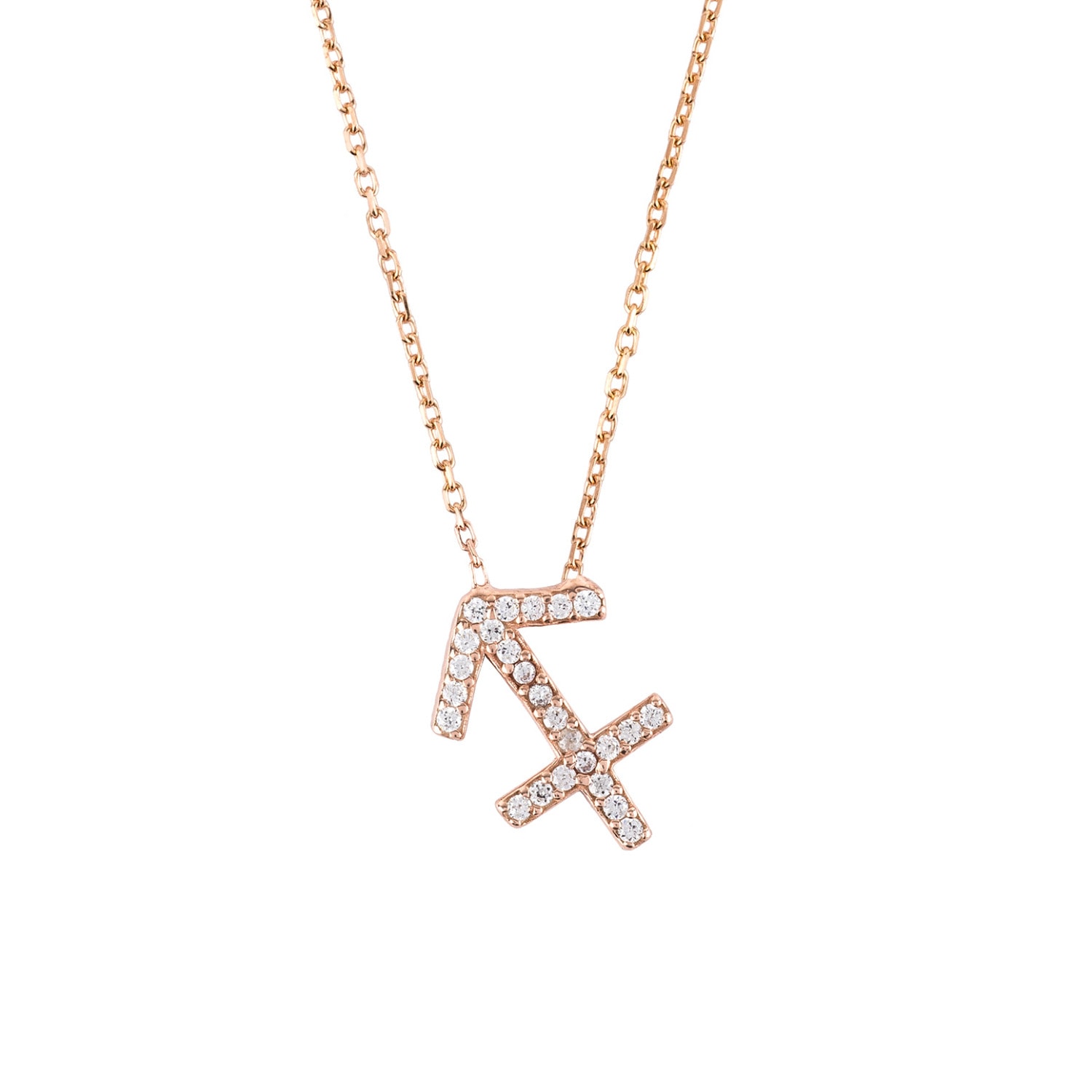 Women’s Zodiac Star Sign Pendant Necklace Rose Gold Sagittarius Latelita