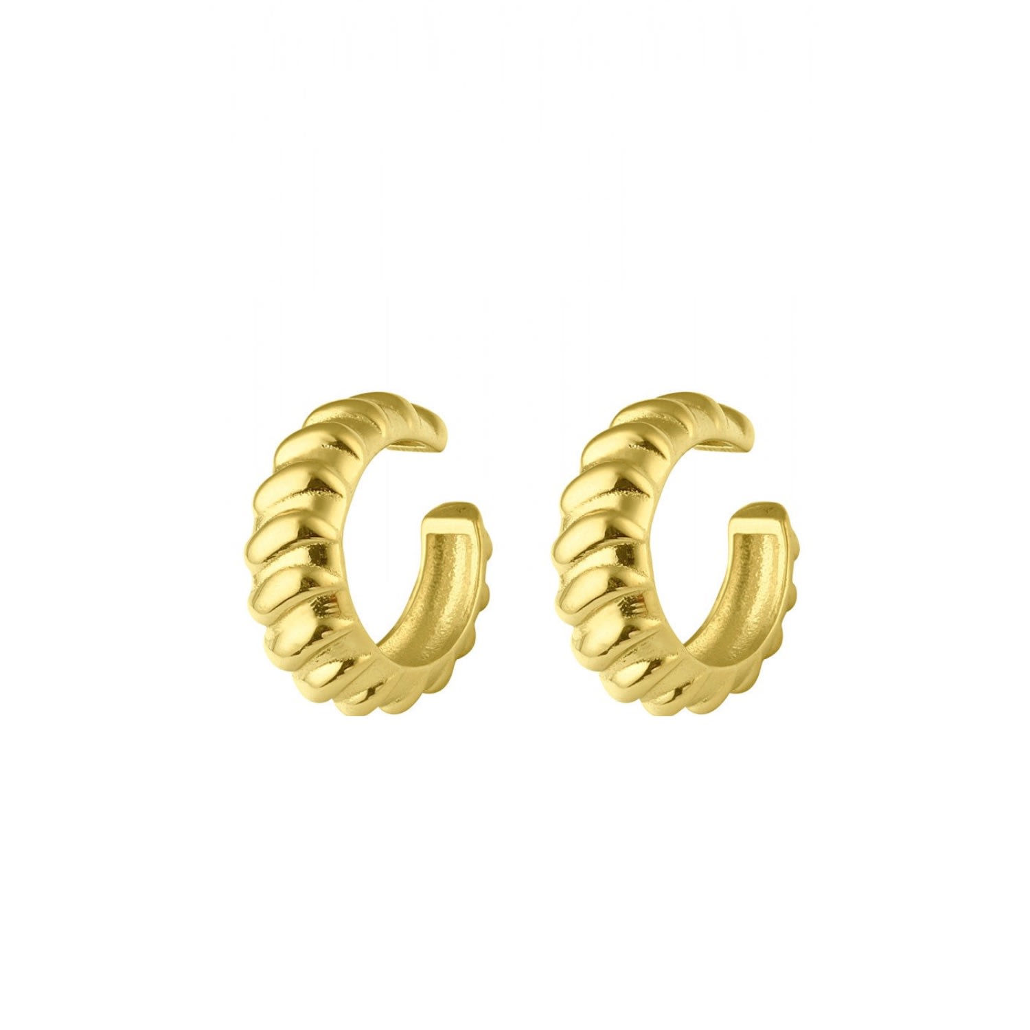 Spero London Women's Croissant Ear Cuff No Piercing Sterling Silver Pair - Gold In Gold