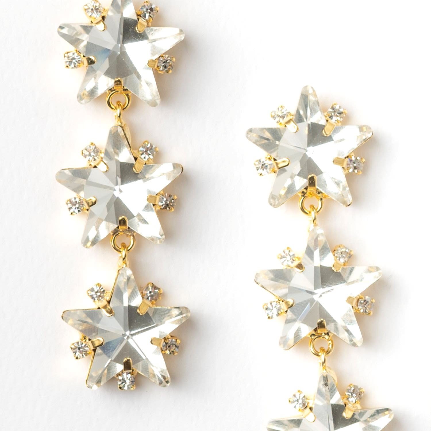 Achala Handcrafted Women's Neutrals / Gold Via Delle Stelle Crystal Star Earrings