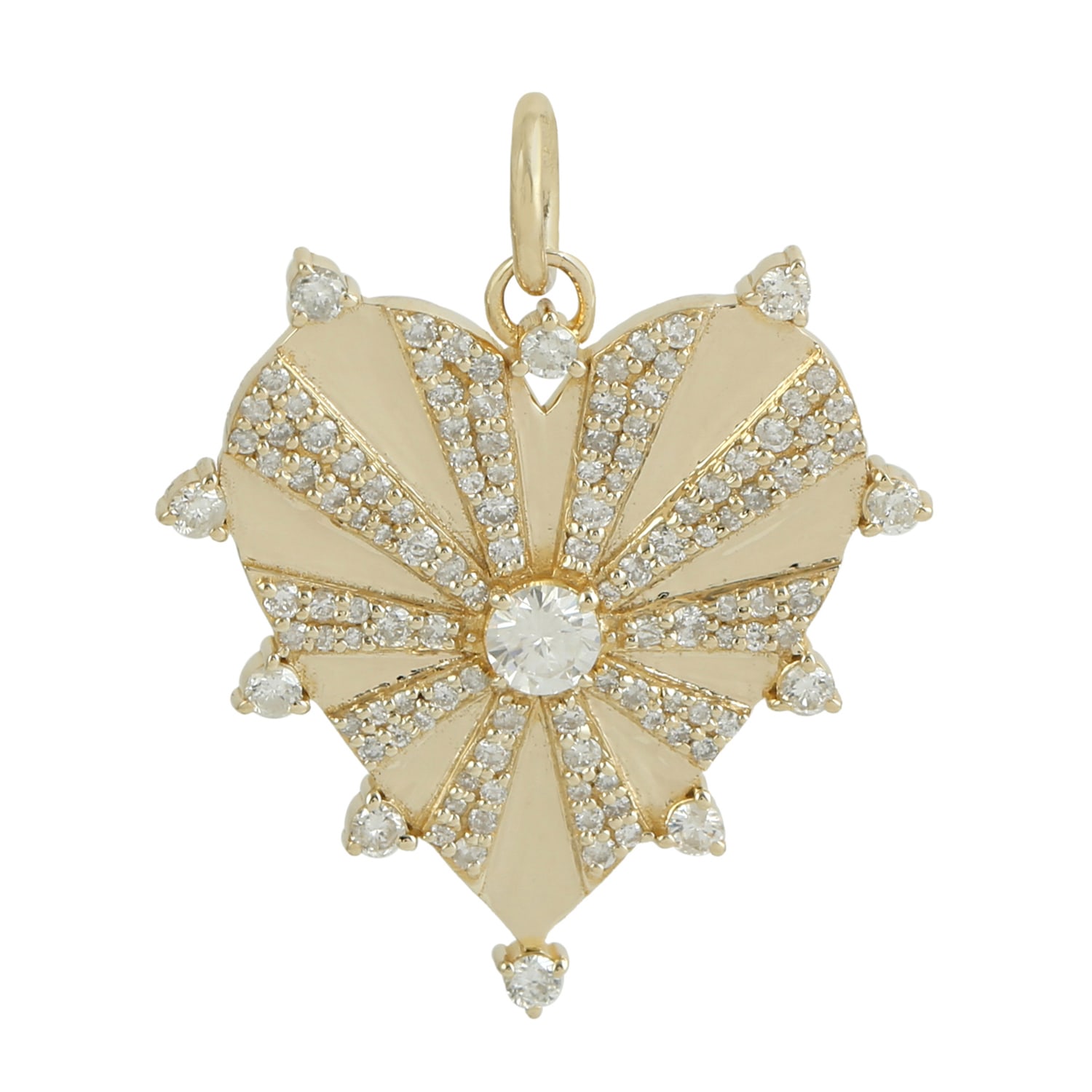 Artisan Women's White / Gold Yellow Gold Heart Pendant With Natural Diamonds In Gold