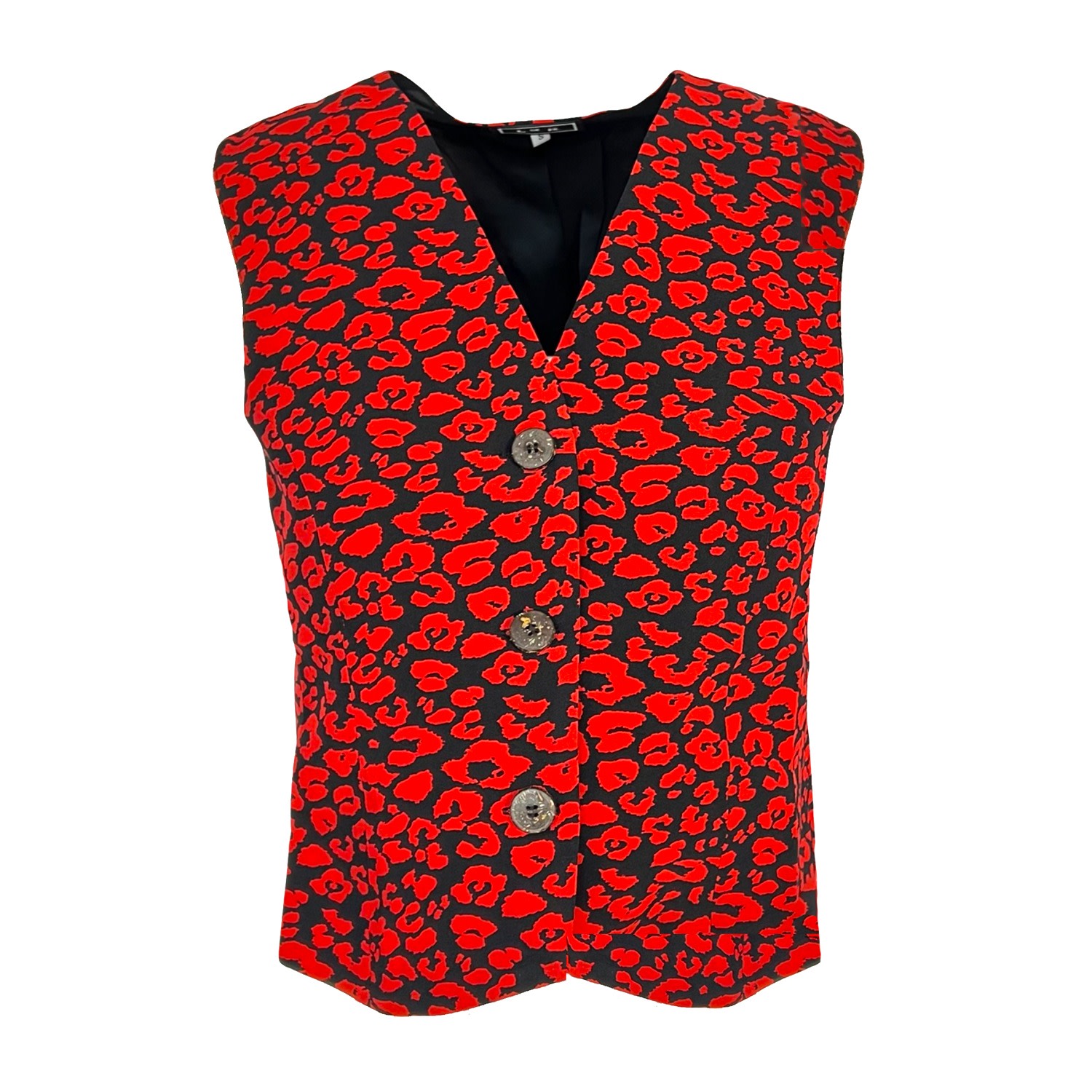 Women’s Black / Red Vest - Black & Red Animal Print Small L2R the Label