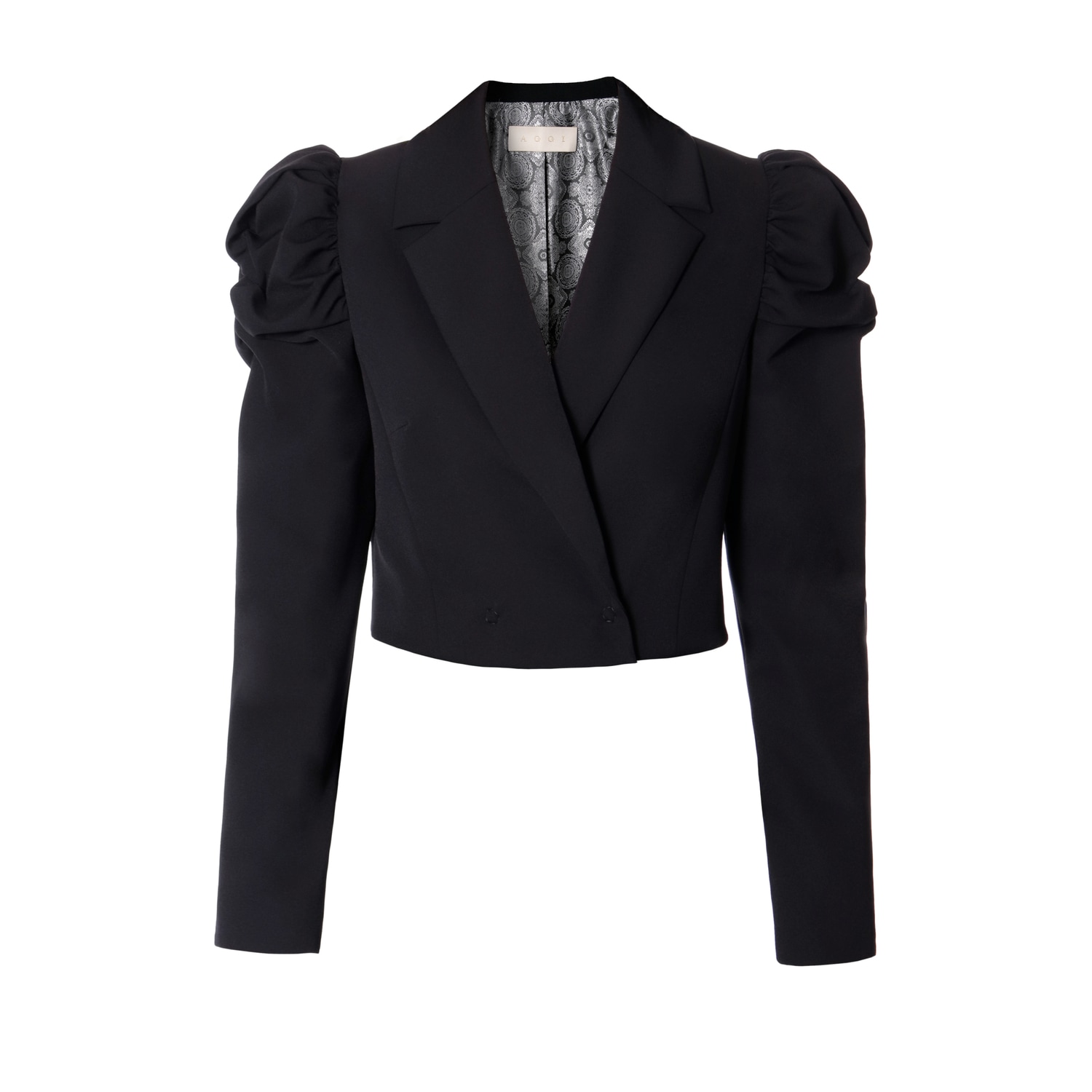 Women’s Black Naya Moonless Night Short Blazer With Puffed Sleeves Large Aggi