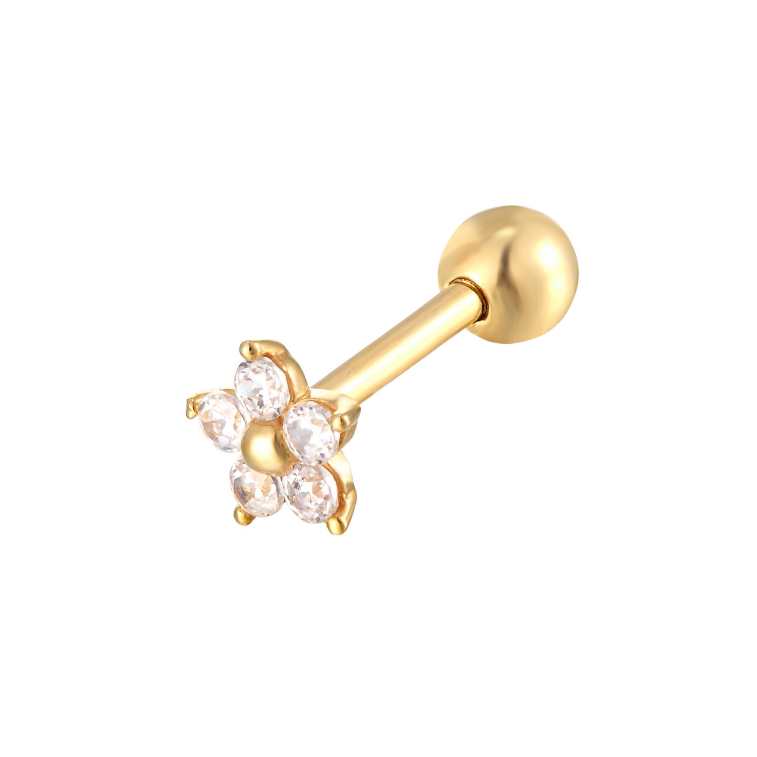 Women’s 22Ct Gold Vermeil Daisy Flower Cz Stud Seol + Gold