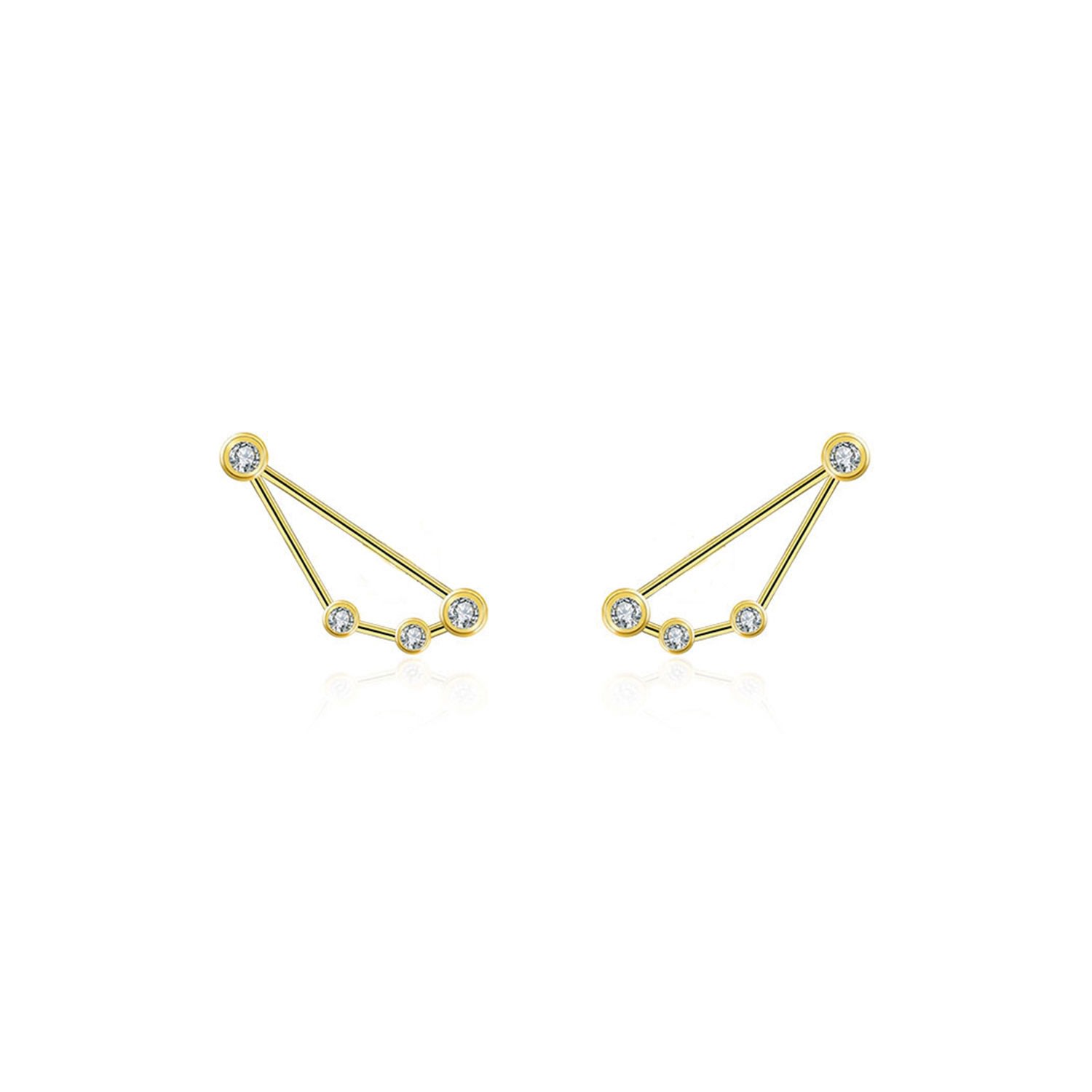 Genevieve Collection Women's Capricorn Zodiac Constellation Earring 18k Yellow Gold & Diamond In Gold
