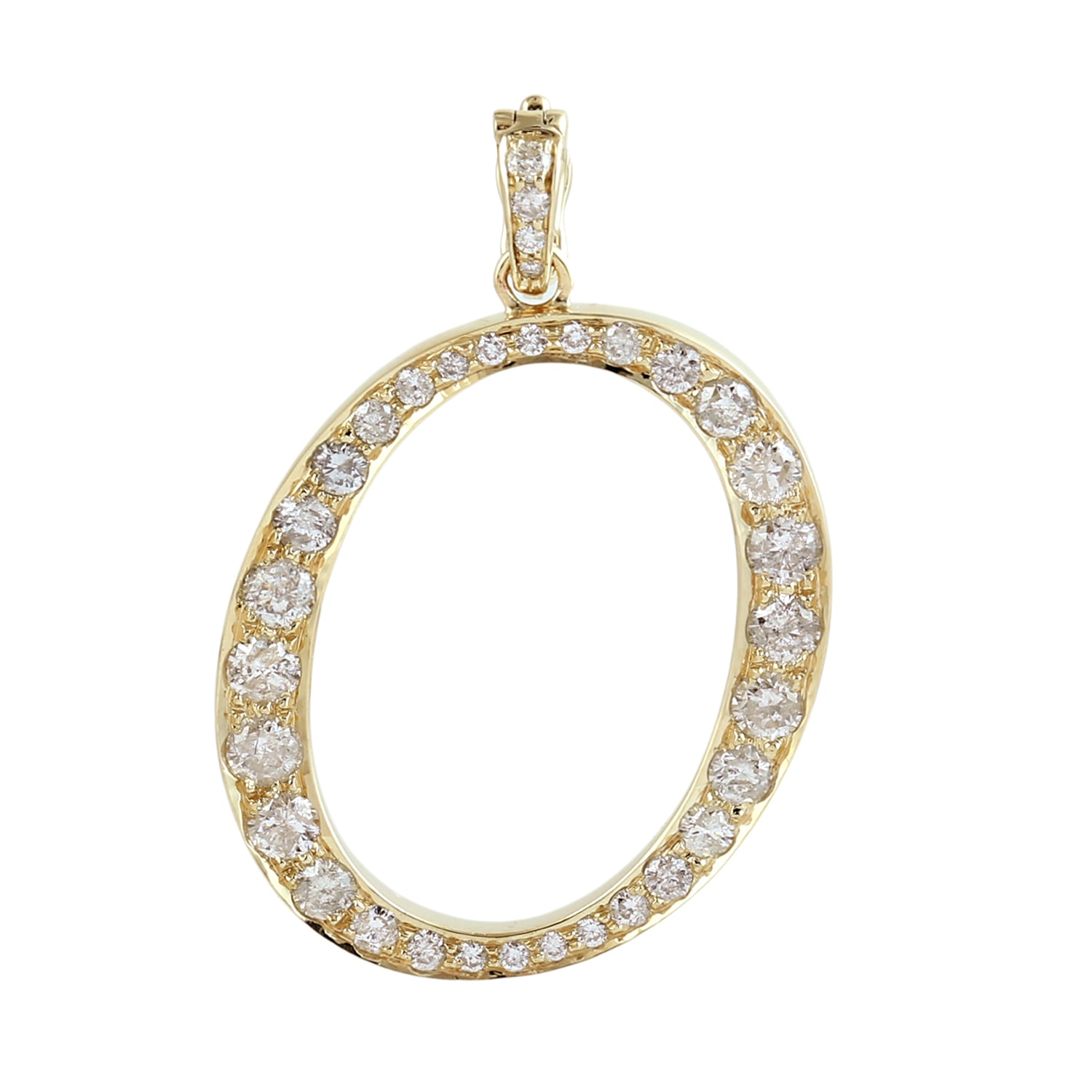 Artisan Women's Gold / White Natural Diamond "o" Initial Alphabet Pendant In Yellow Gold