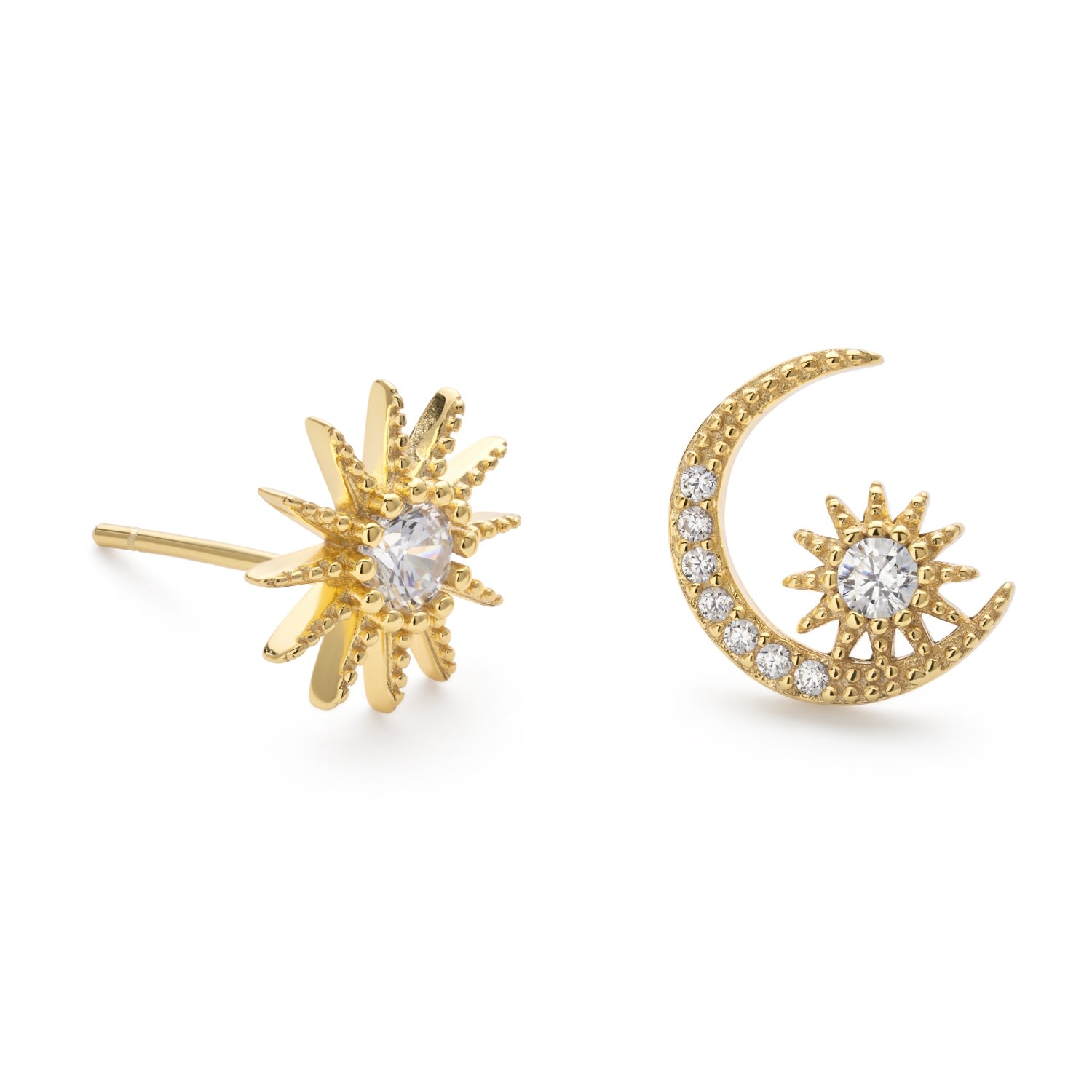 Women’s Gold Star & Crescent Moon Earrings Elk & Bloom - Everyday Fine Jewellery