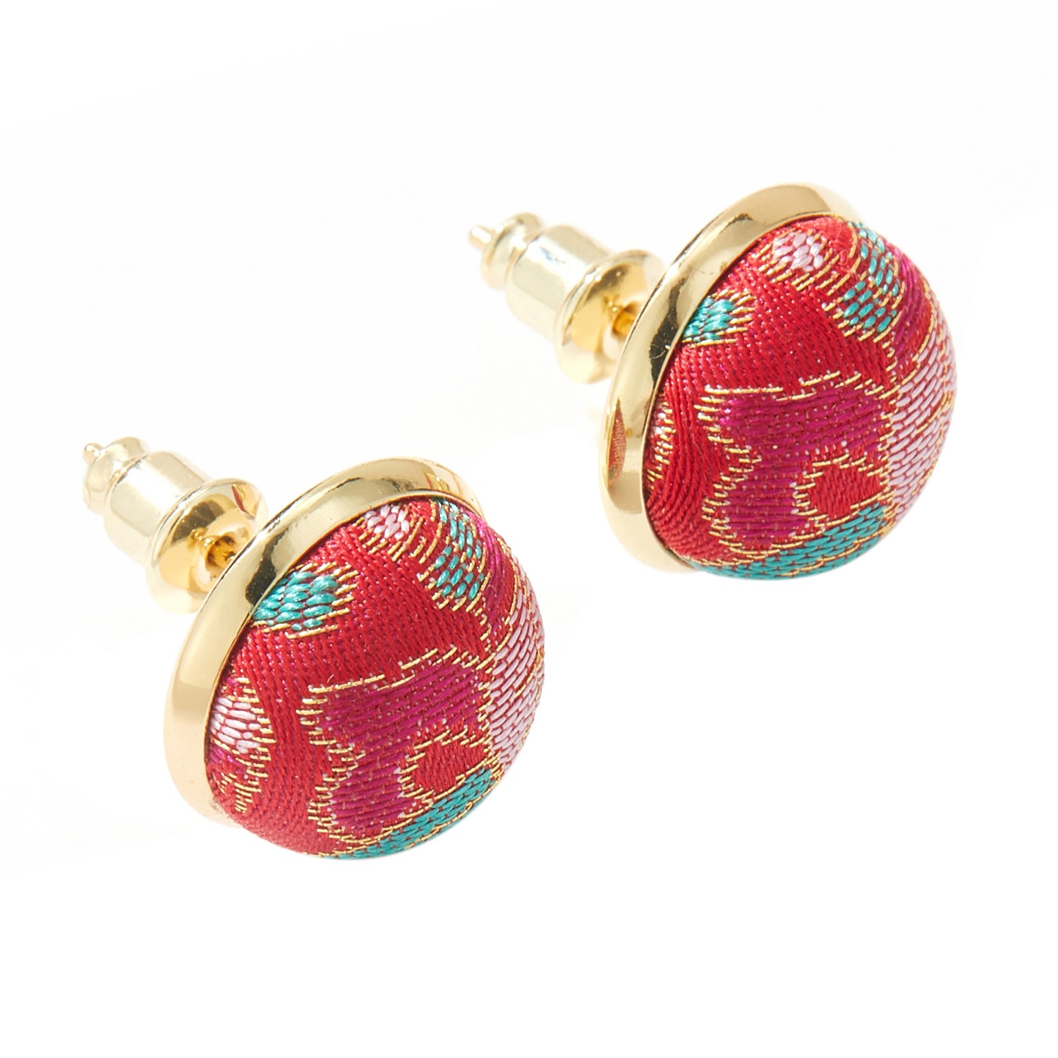 Soft Strokes Silk Women's Red Pure Silk Brocade Earrings