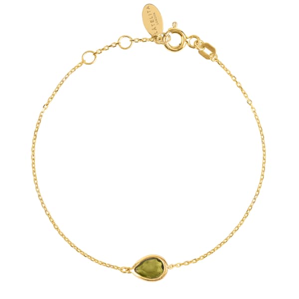 Latelita London Pisa Mini Teardrop Bracelet Gold Peridot In Teardrop