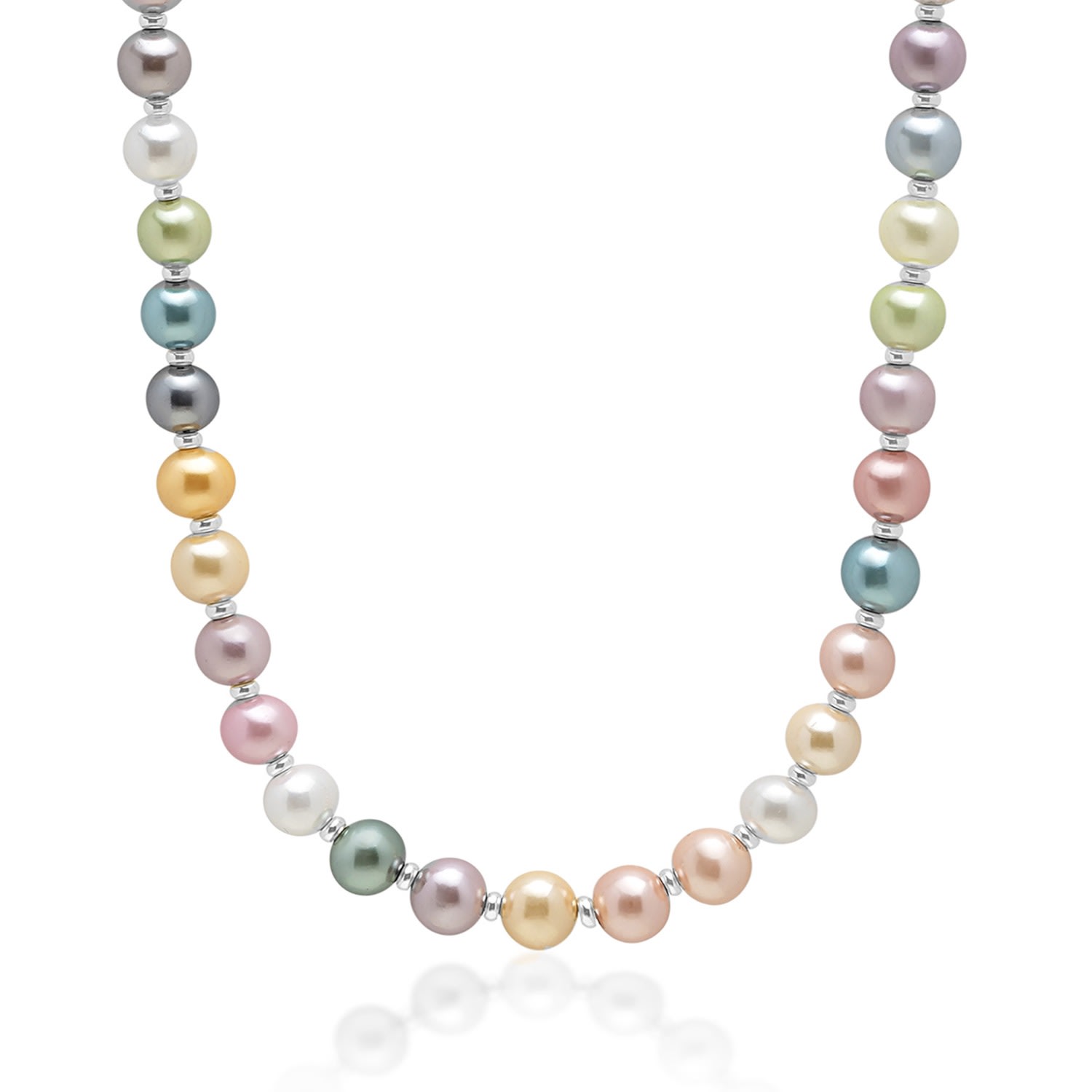 Men’s Pastel Pearl Necklace With Silver Nialaya