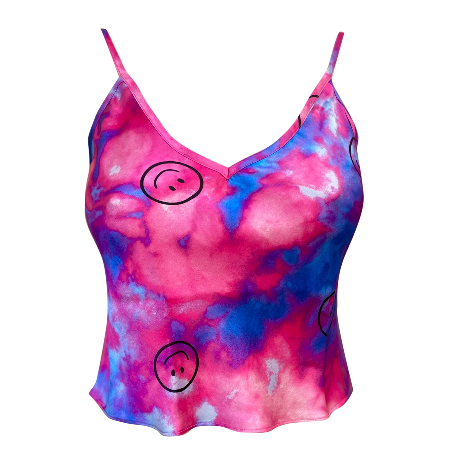 Women’s Pink / Purple Ultraviolet Smiley Tie-Dye Silk Camisole Top Extra Small Roy G.