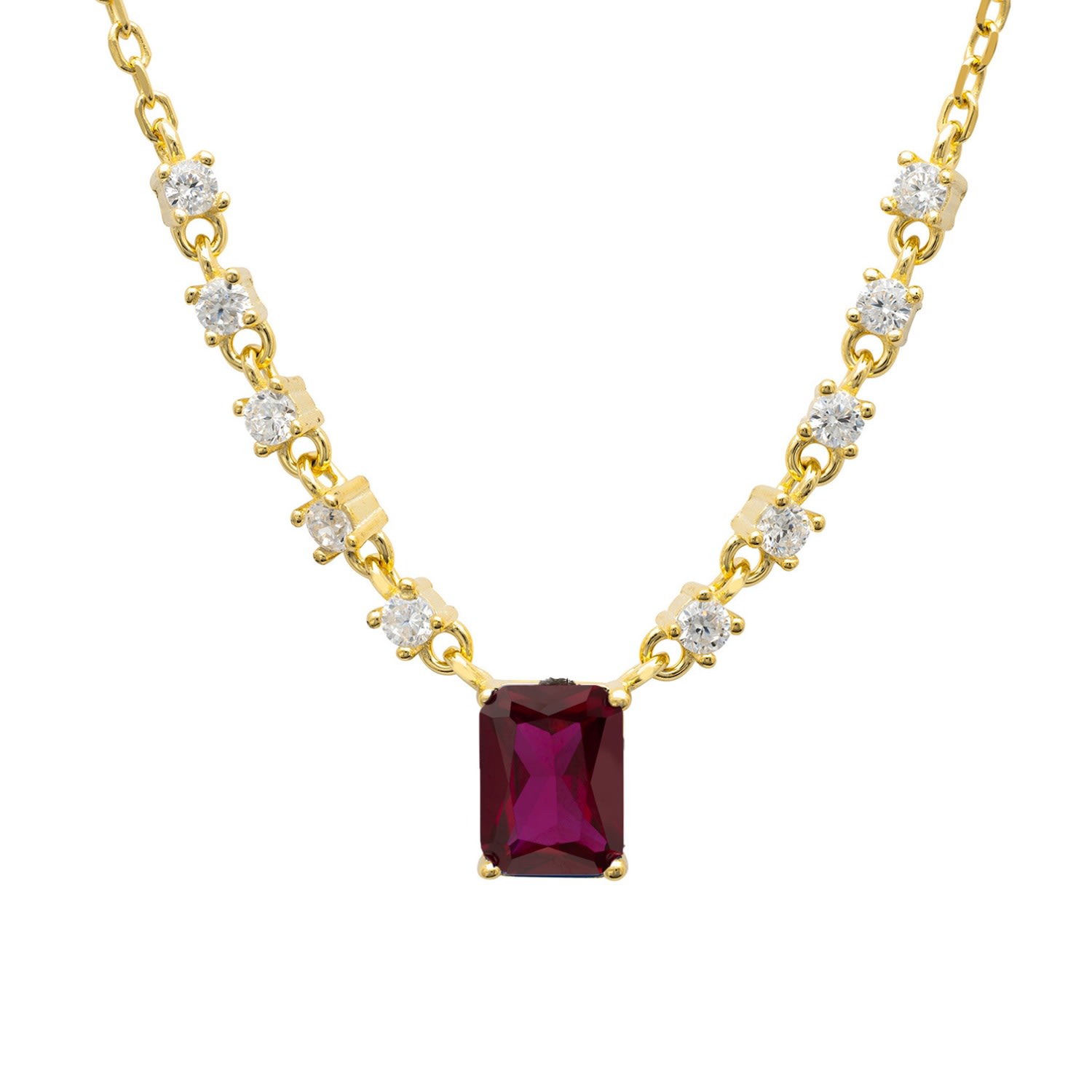 Women’s Gold / Pink / Purple Claudia Gemstone Pendant Necklace Gold Ruby Latelita