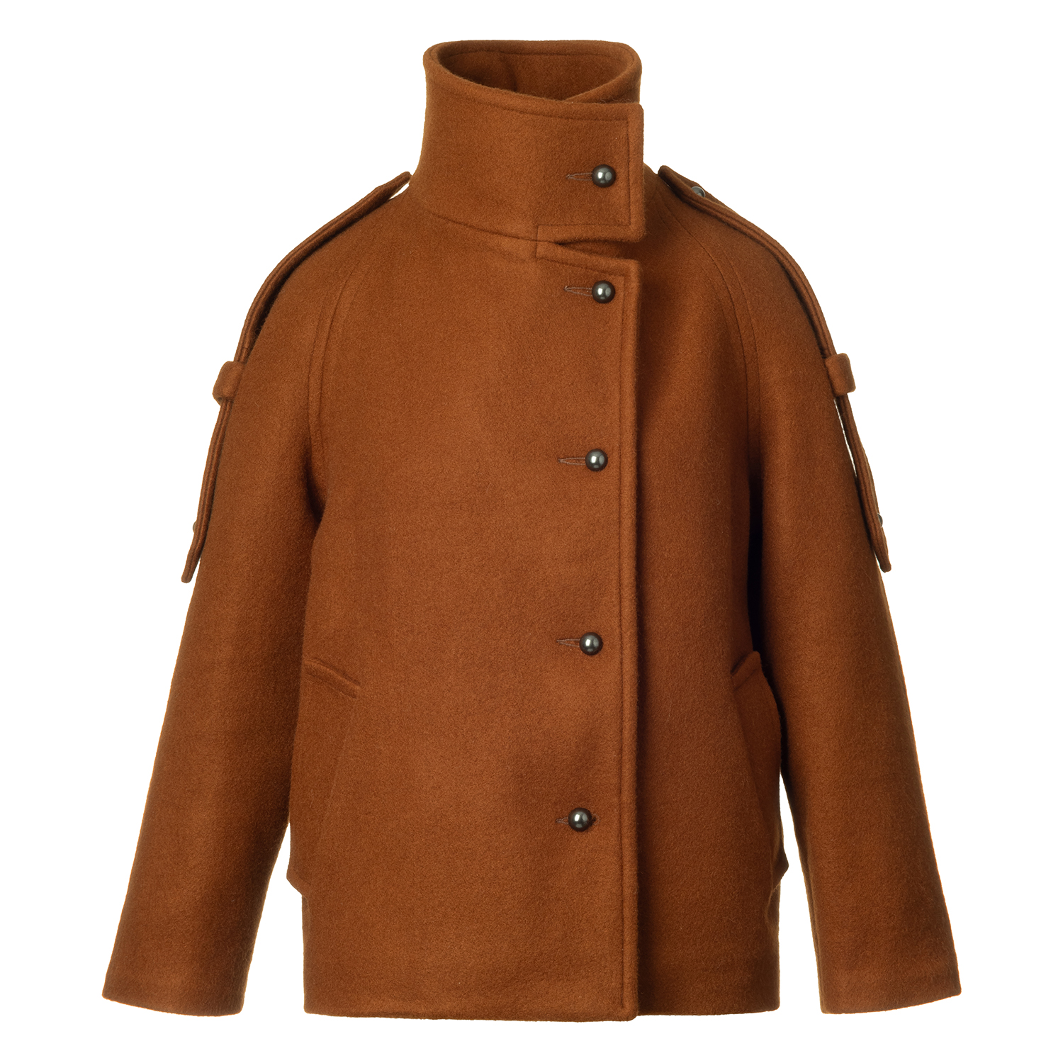 【cornerstone】 HIGH NECK SHORT COATS Short Wool Coat With High Collar And Shoulder Details | JANA COSHÈ