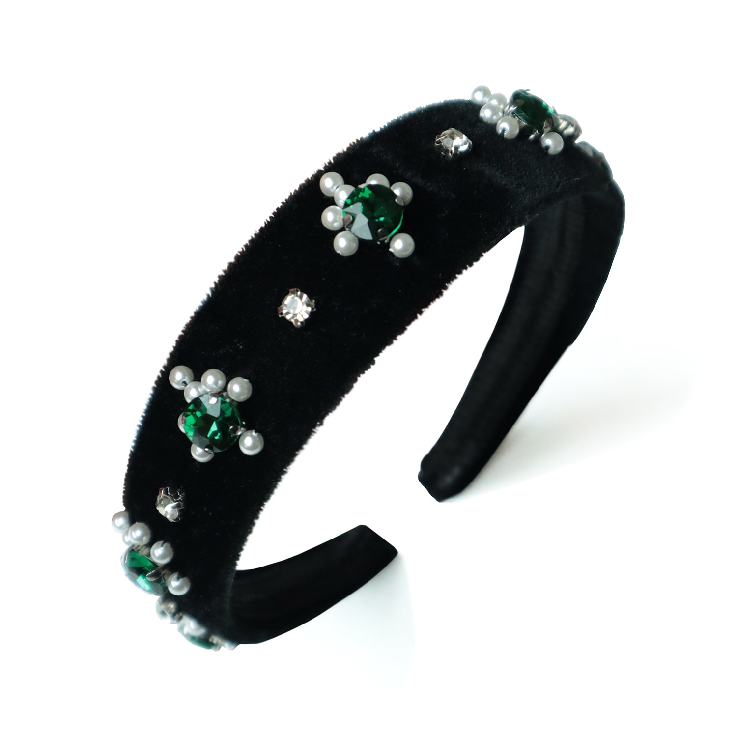 2kstyle Women's Aida Crystal Hand-embellished Velvet Headband - Black In Black