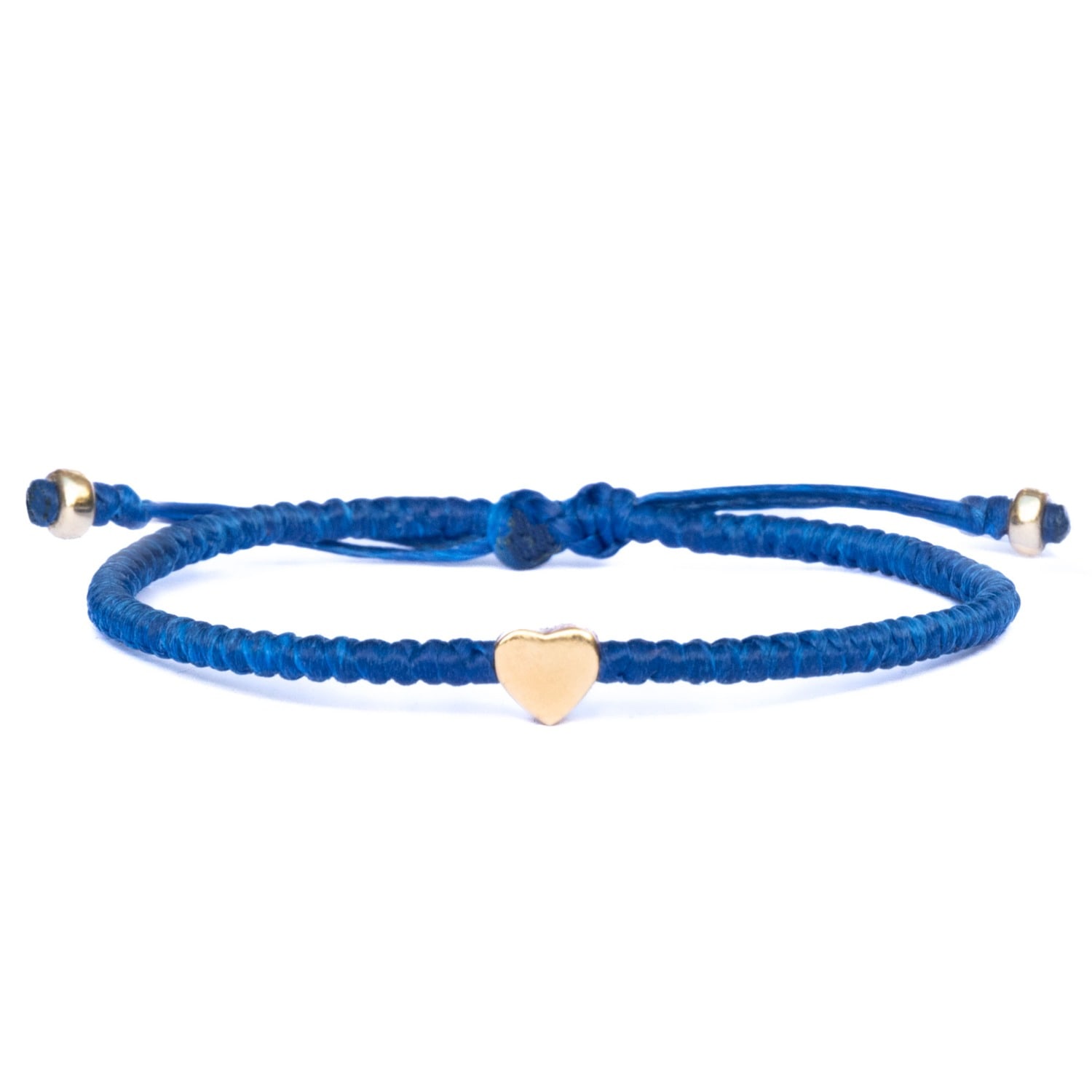 Harbour Uk Bracelets Women's Valentino Blue Red Adjustable Dainty Bracelet With Gold Vermeil Heart Bead