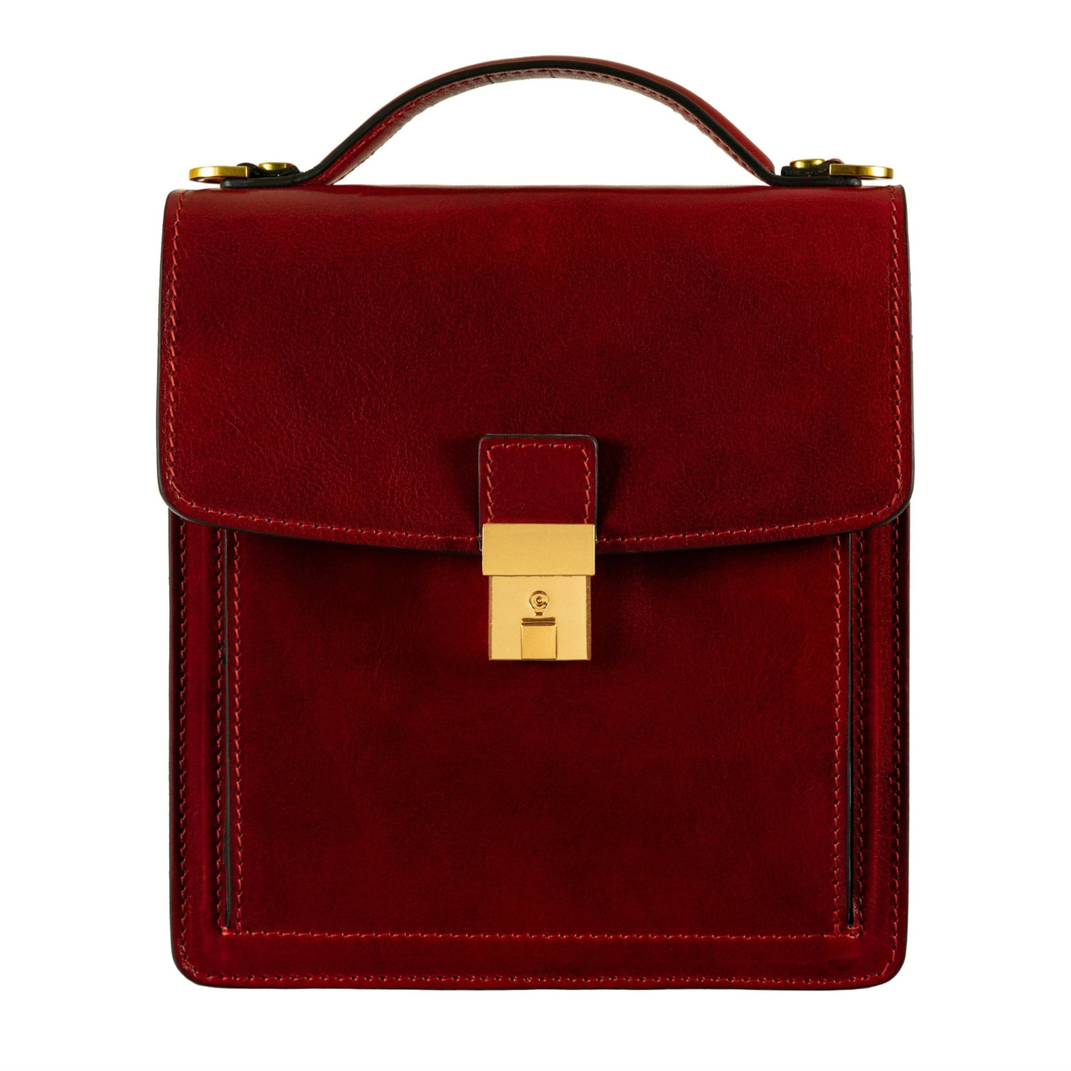 Time Resistance Men's Small Red Leather Briefcase - Walden In Red