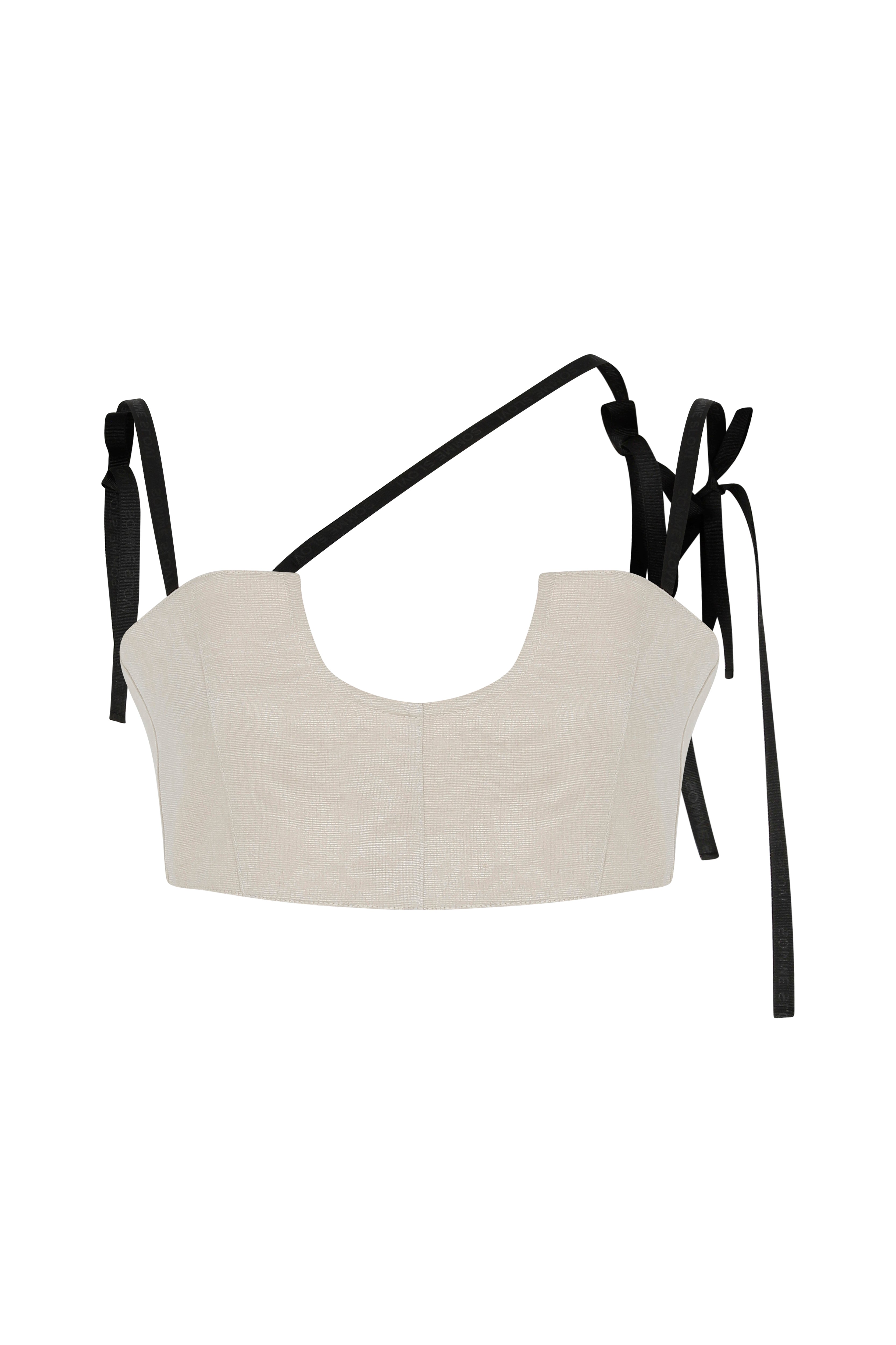 Somme Slovi Women's Neutrals / White Reconstructed Moire Bra Top In White