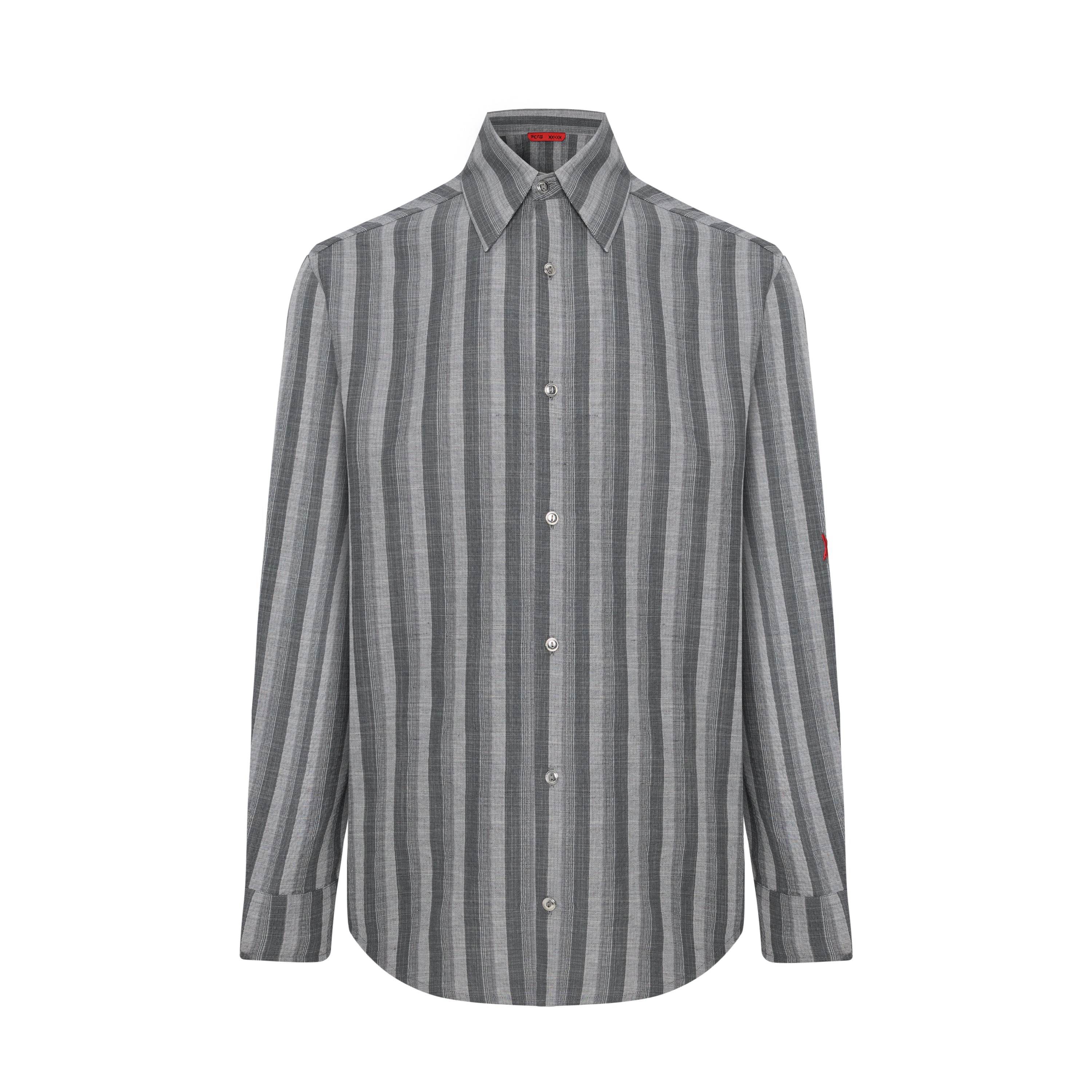 Pcfg Men's Grey Linen & Cotton Blend Checked Woven Shirt In Gray