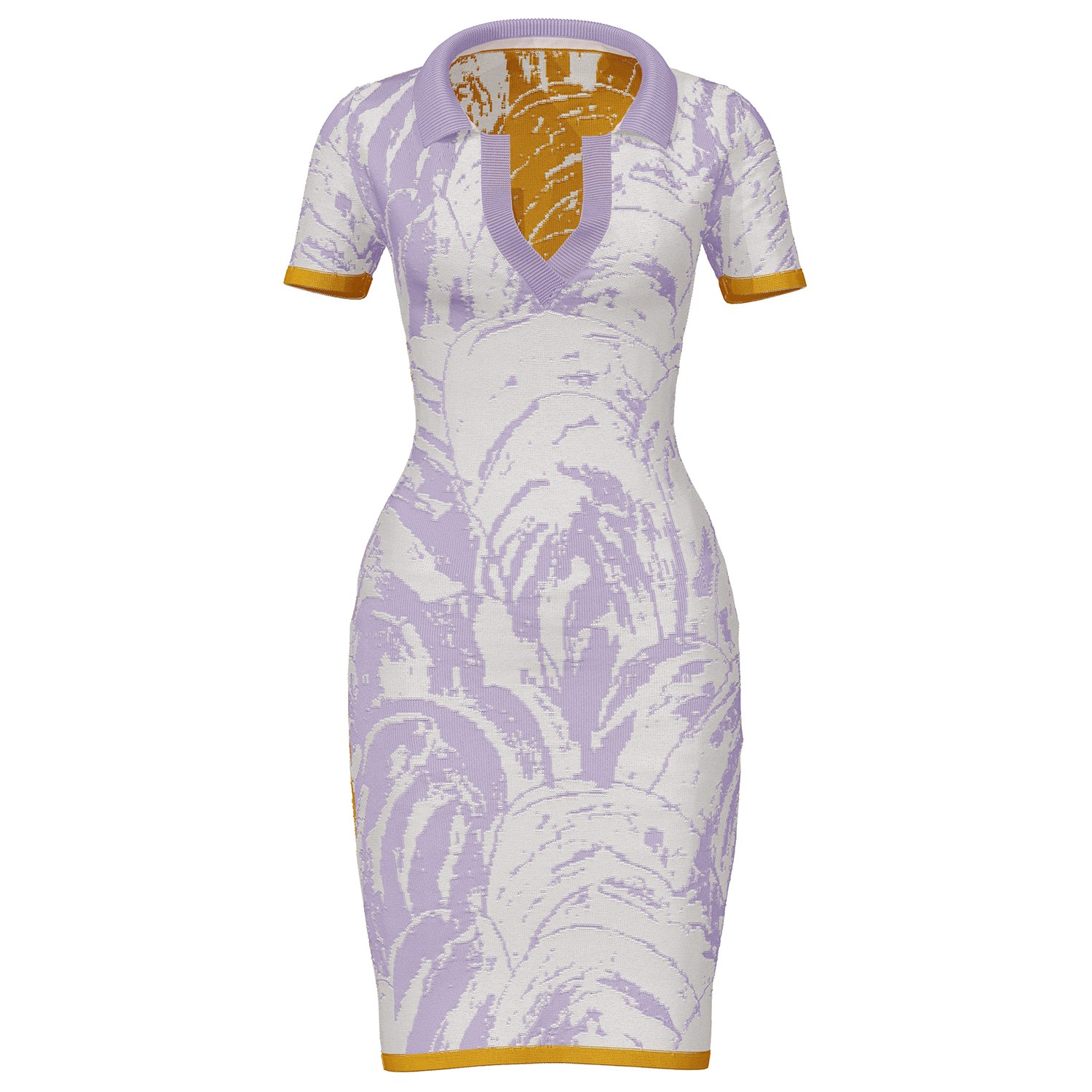 Women’s Pink / Purple / Yellow Fully Fashioning Jolene Jacquard Polo Dress - Purple & Yellow Xs