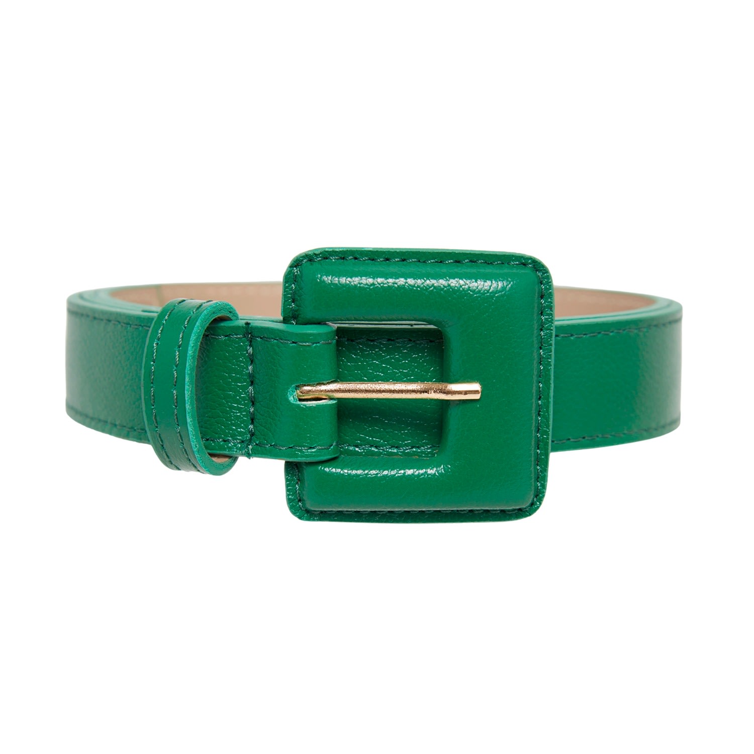 Beltbe Women's Mini Square Narrow Belt - Emerald Green In Green